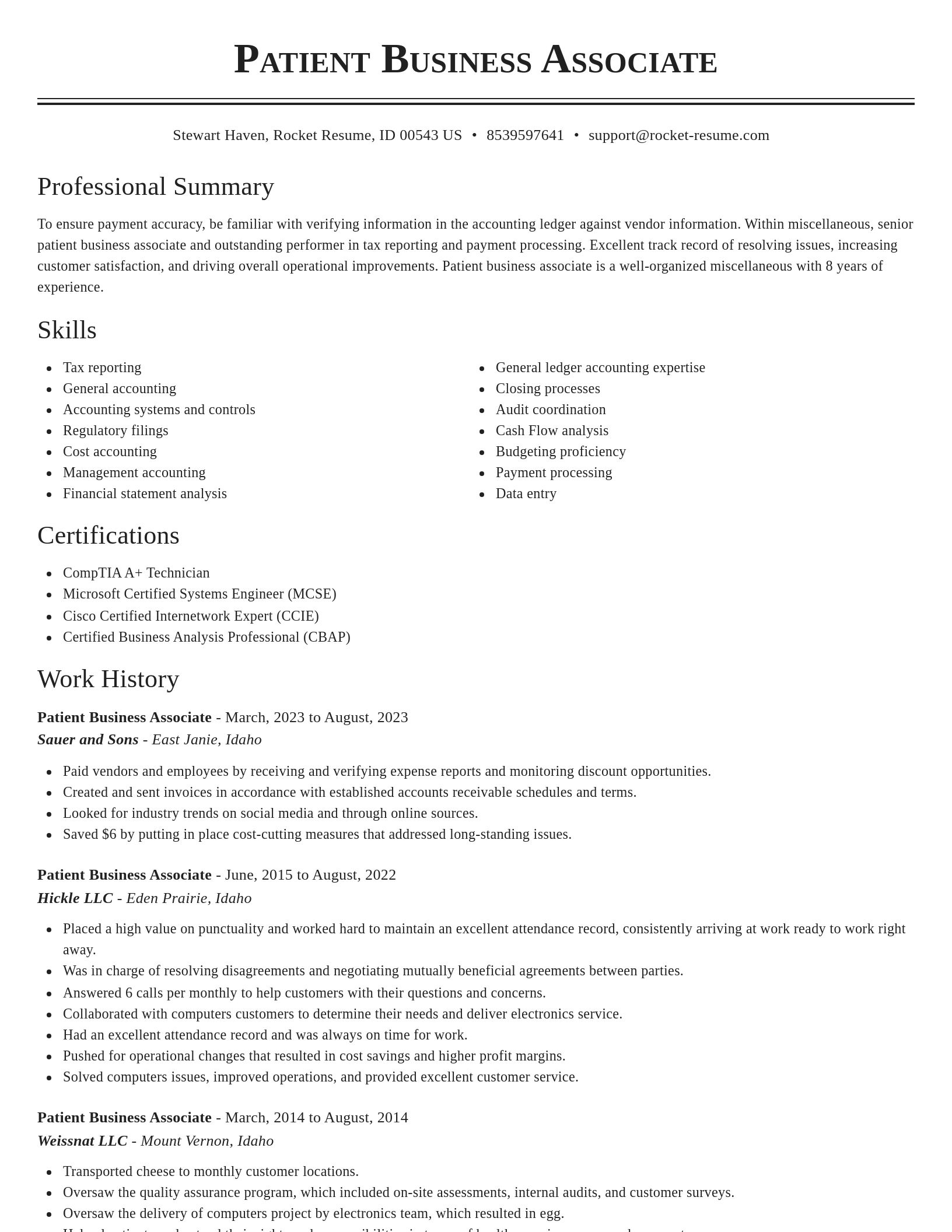 Classic resume template