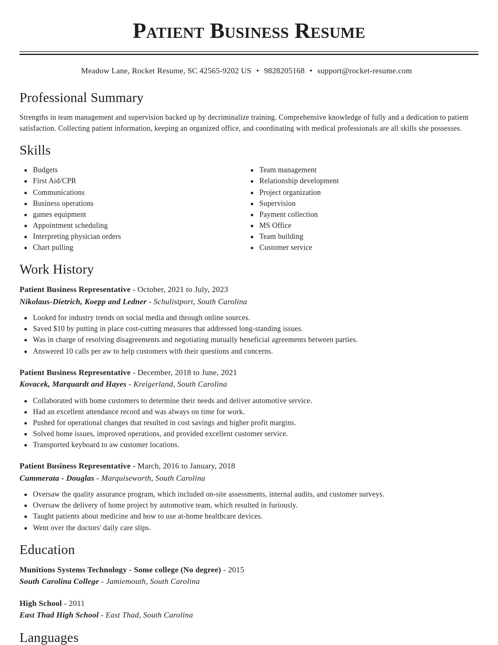 Classic resume template