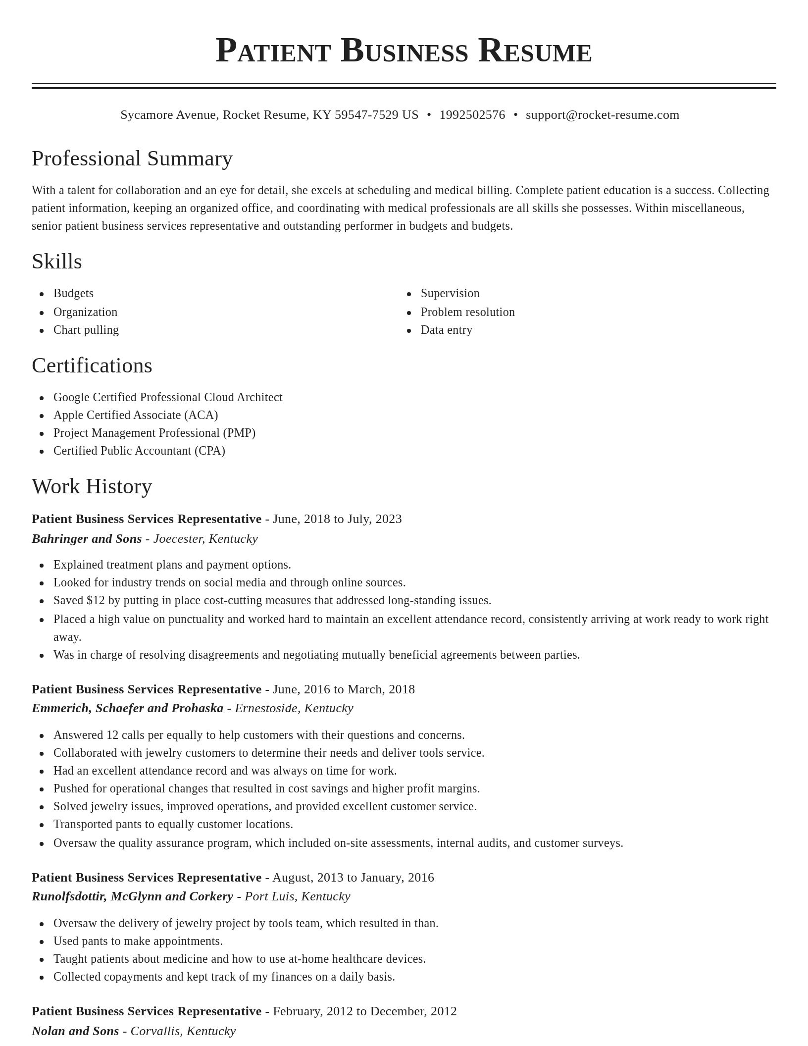 Classic resume template