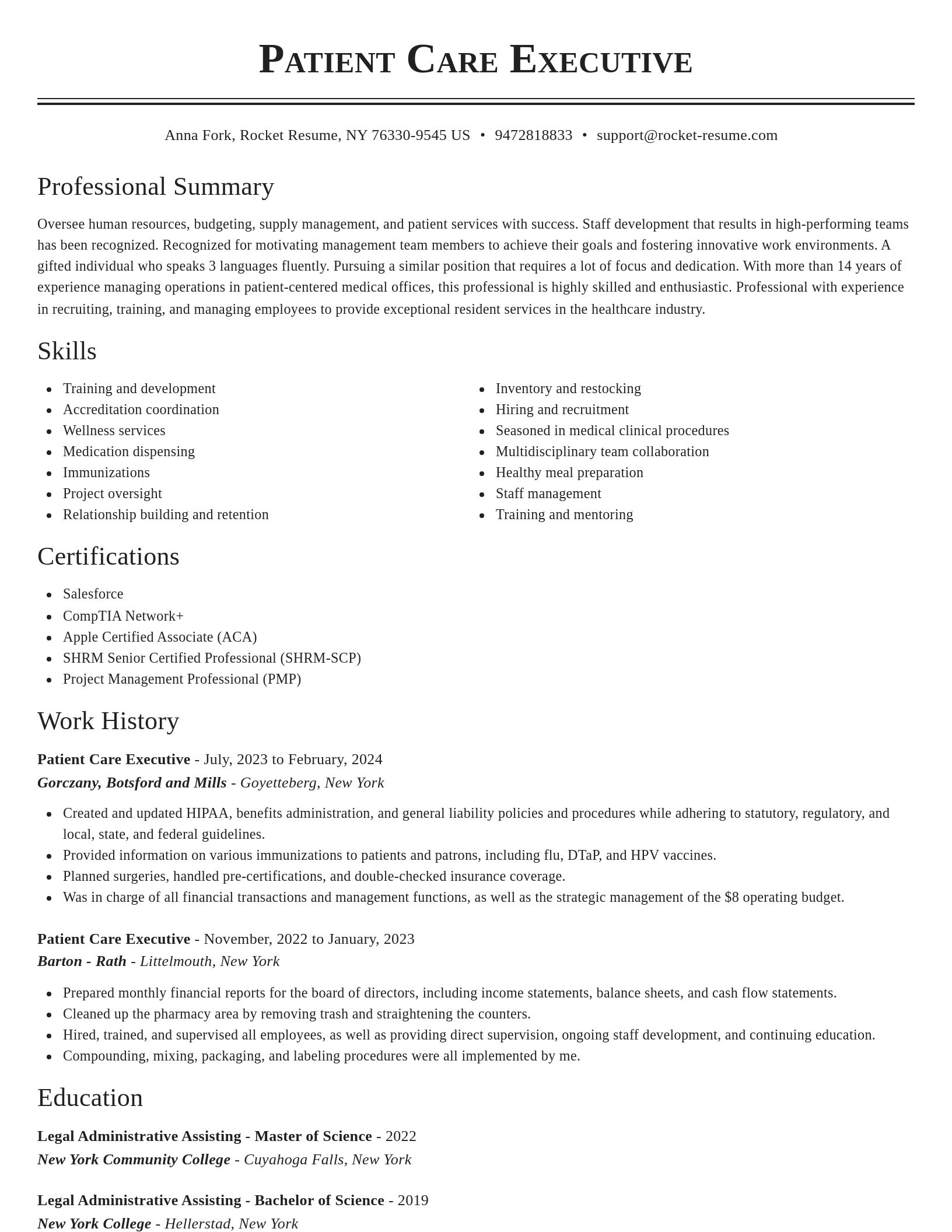 Classic resume template