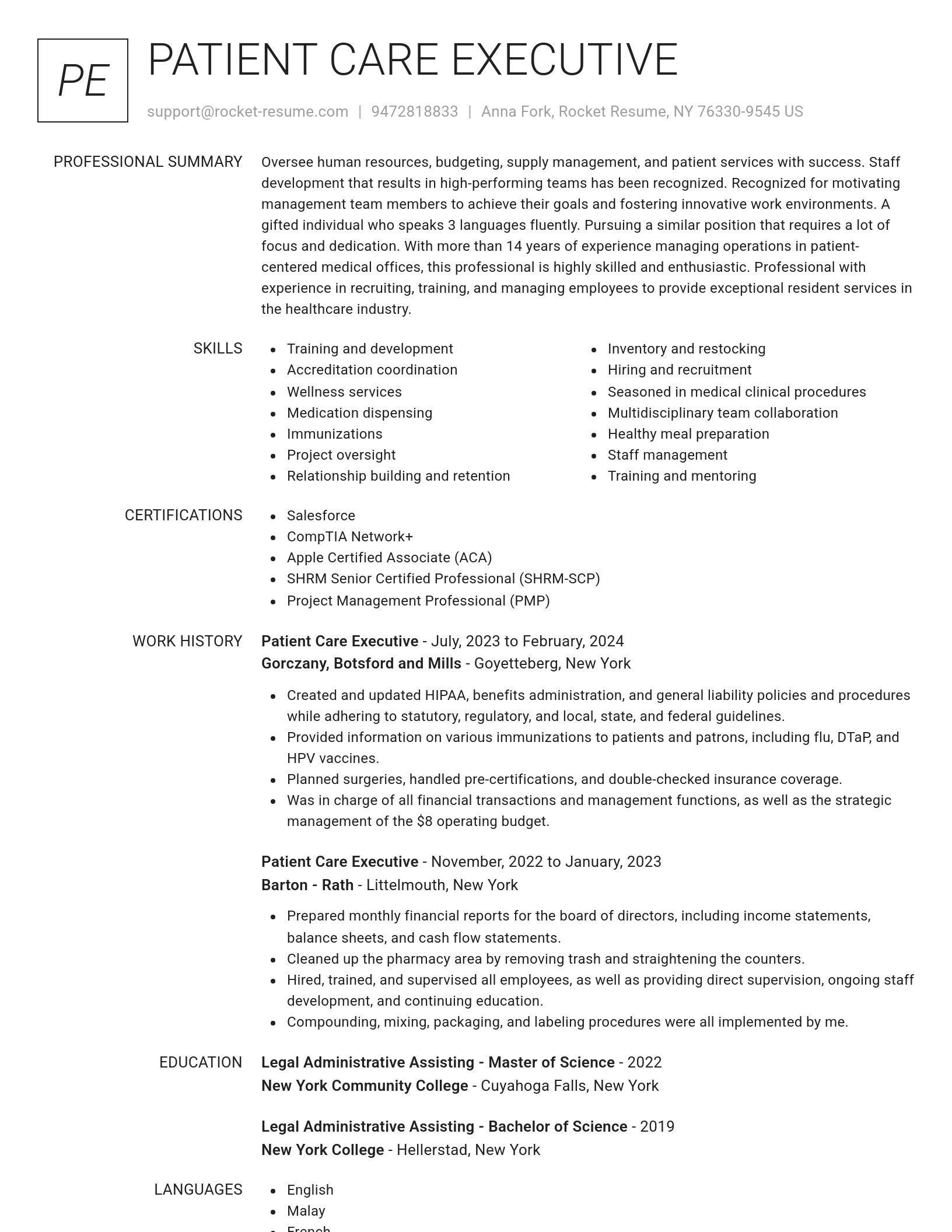 Renowned resume template