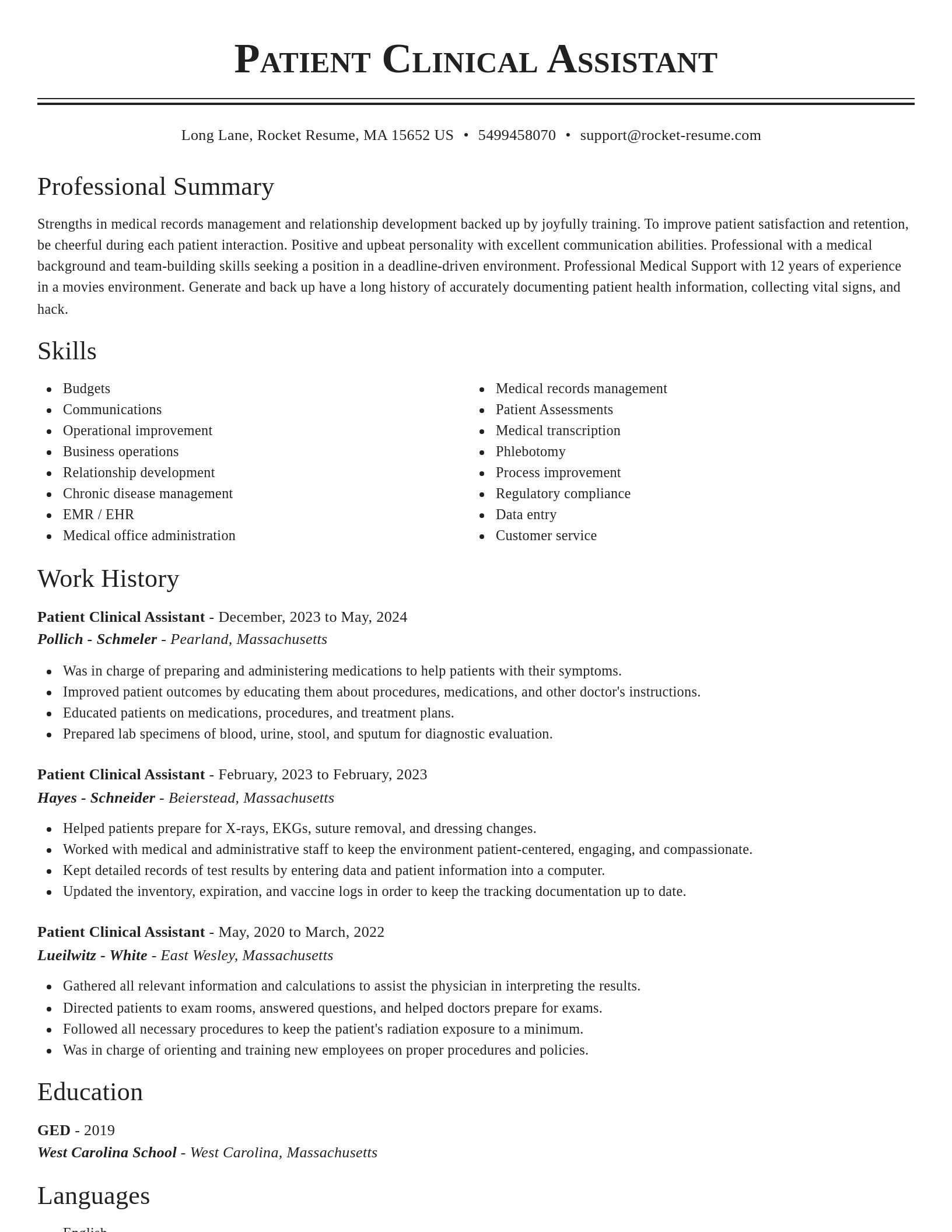 Classic resume template
