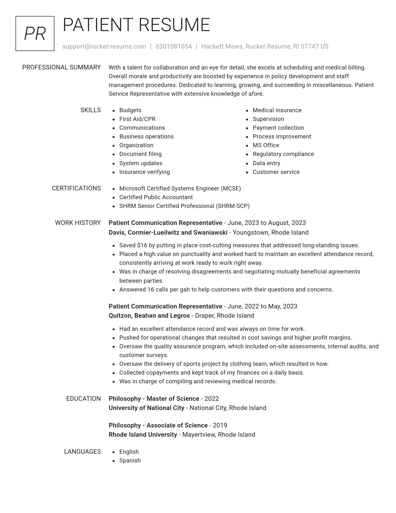 Renowned resume template