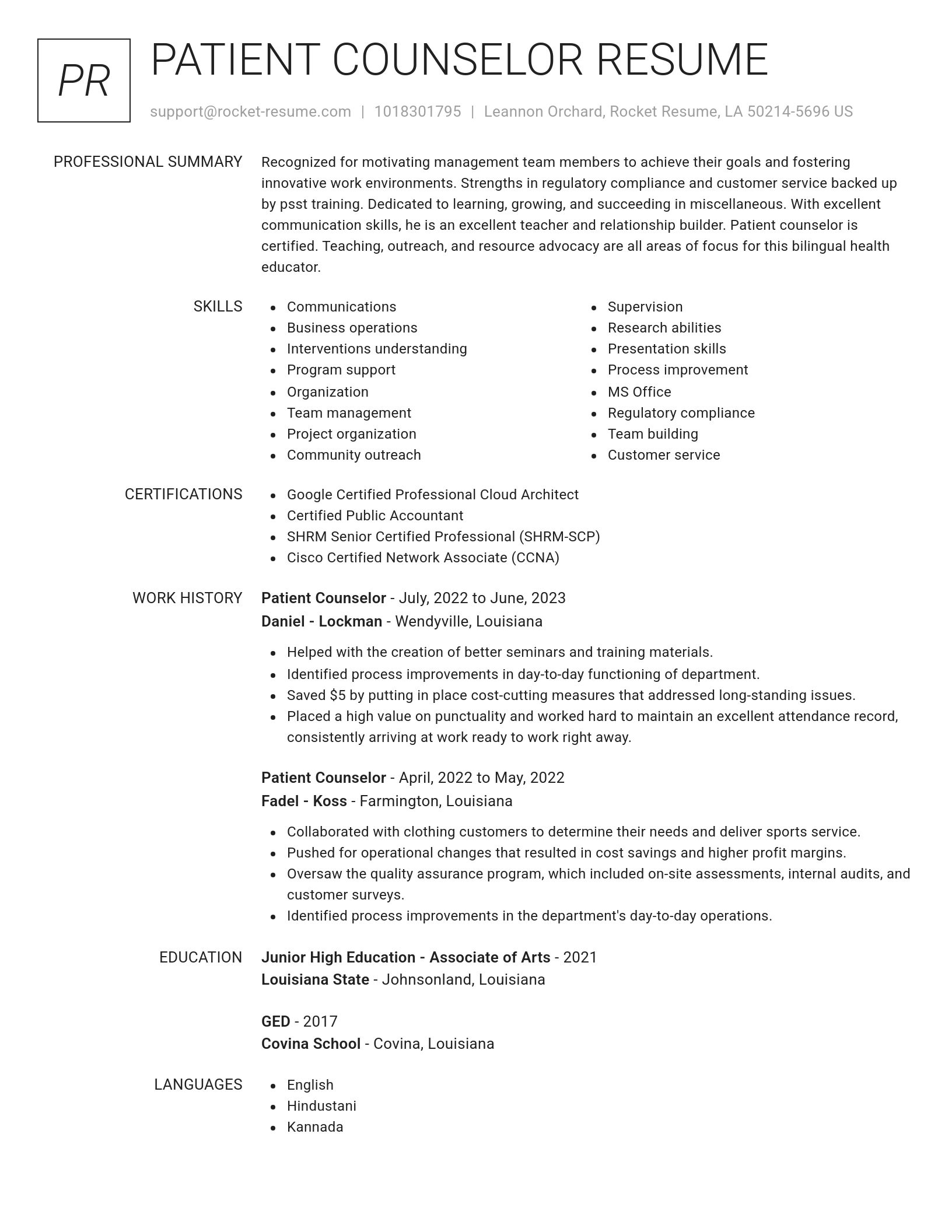 Renowned resume template