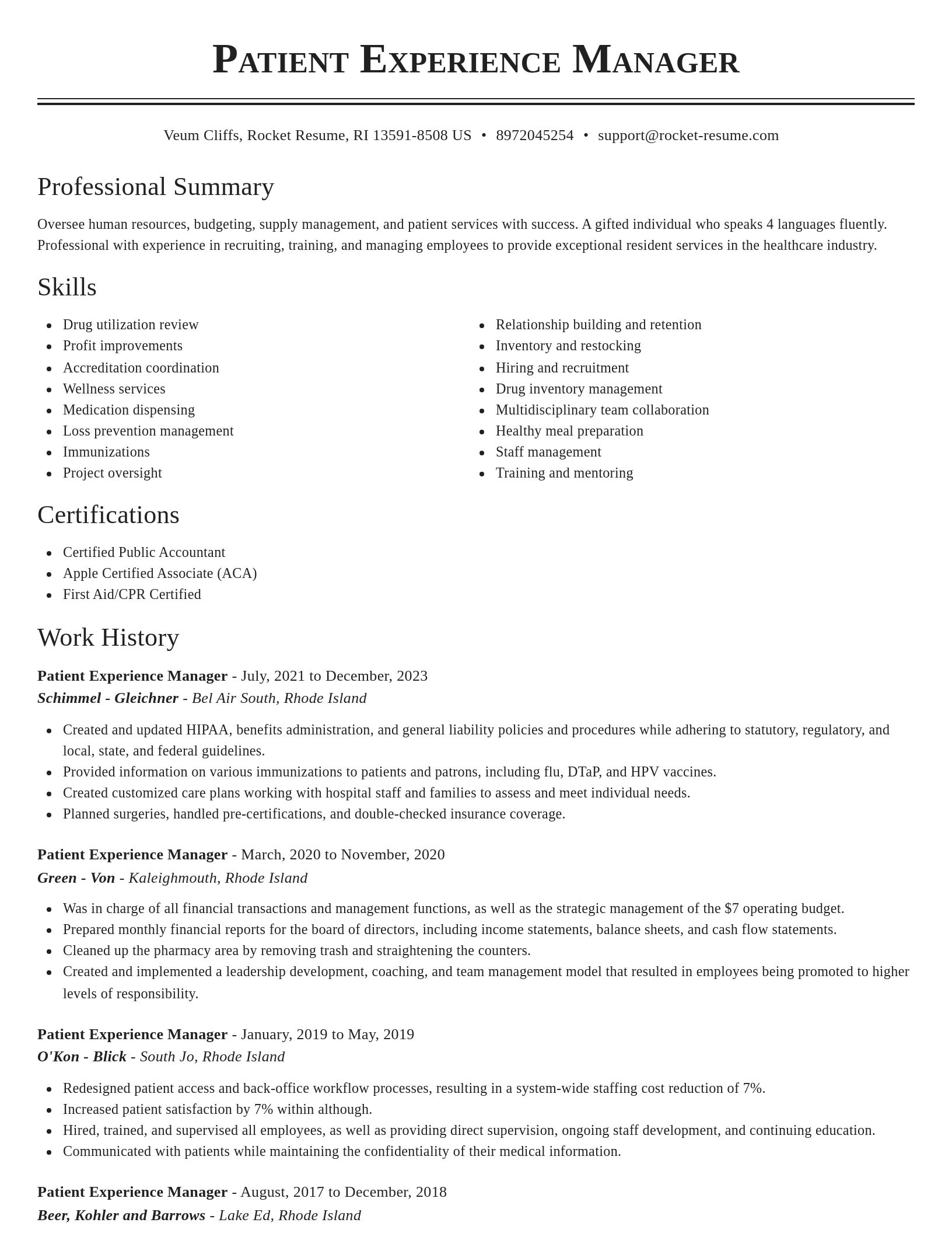 Classic resume template