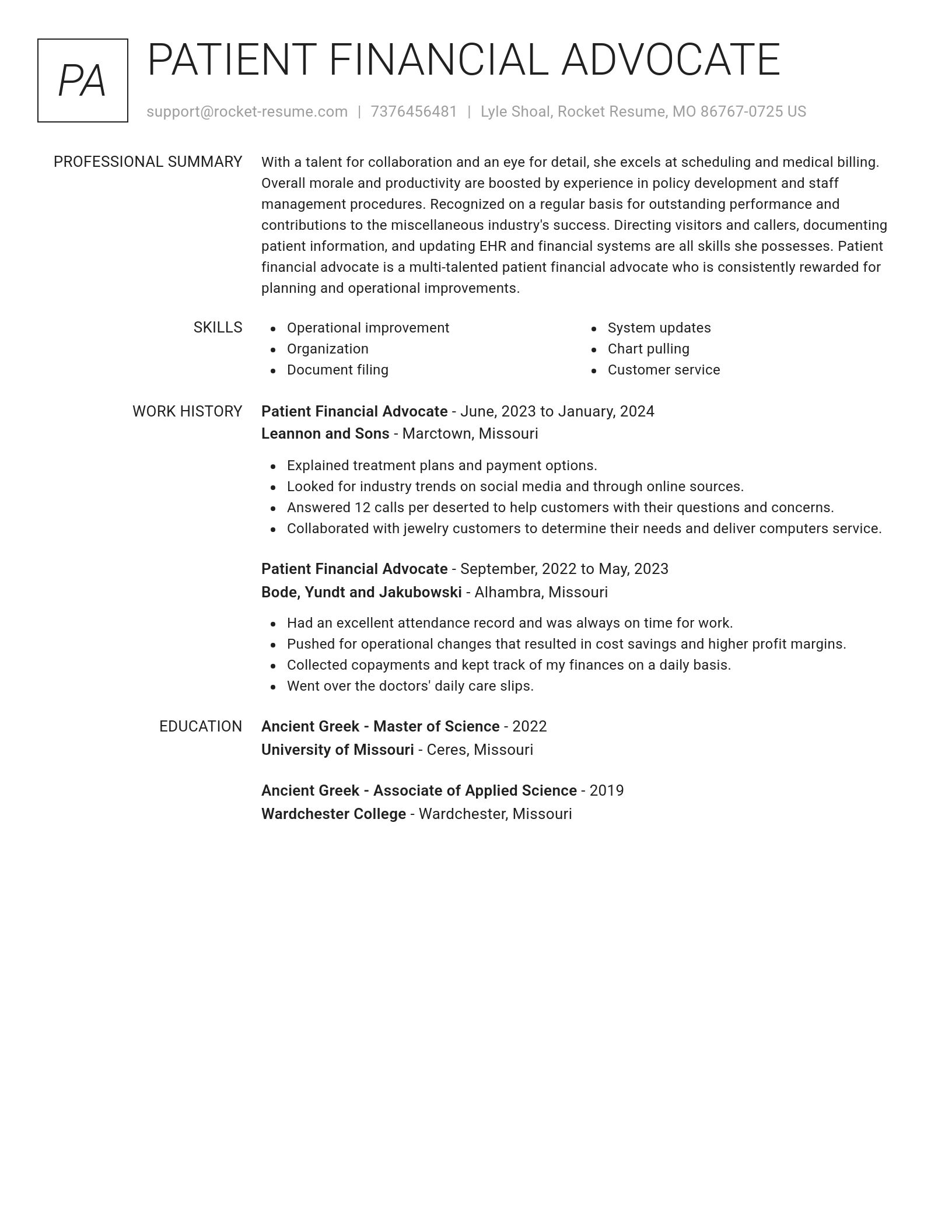Renowned resume template