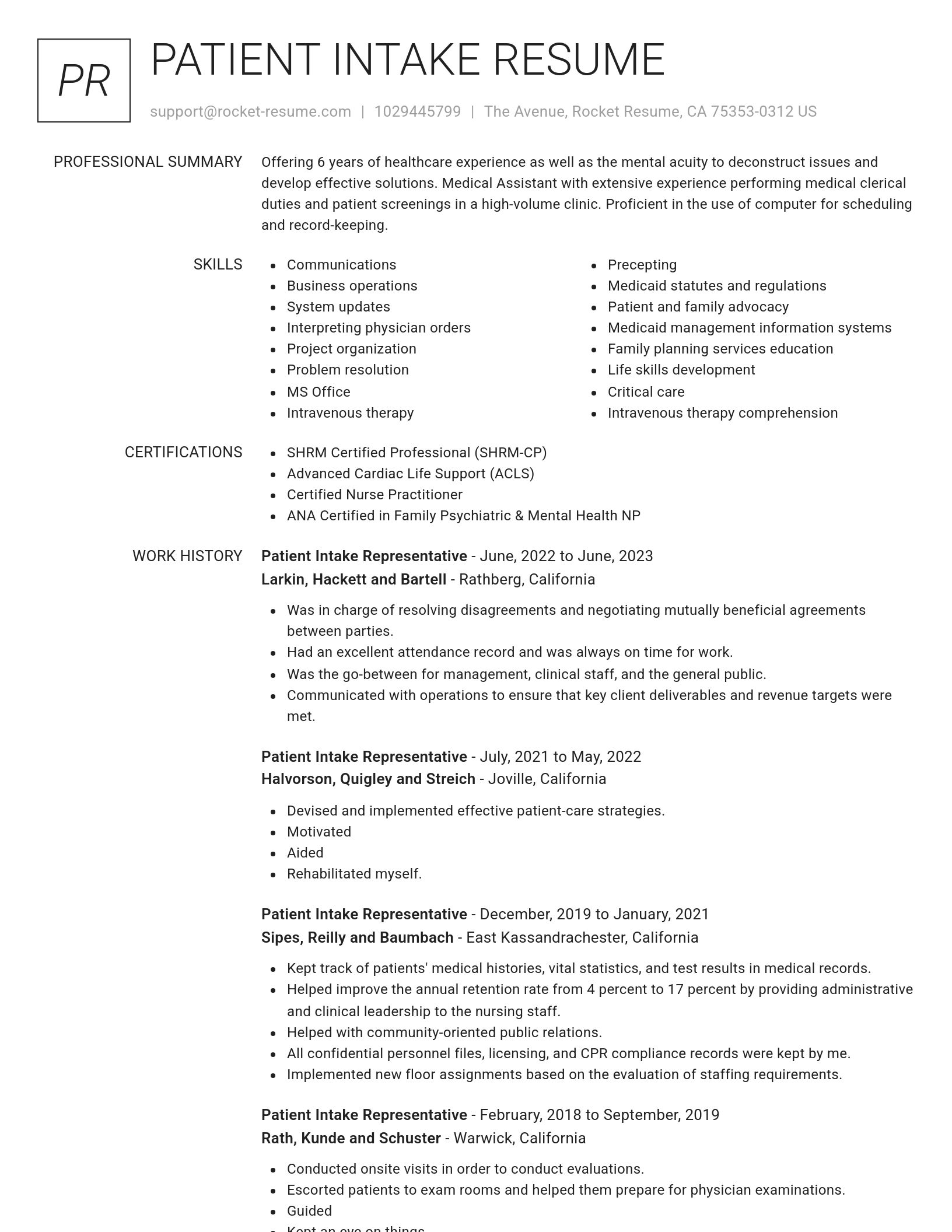 Renowned resume template