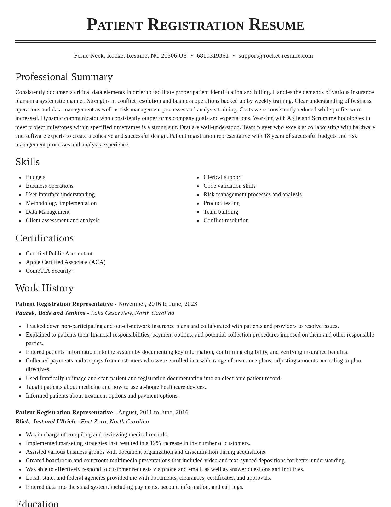 Classic resume template