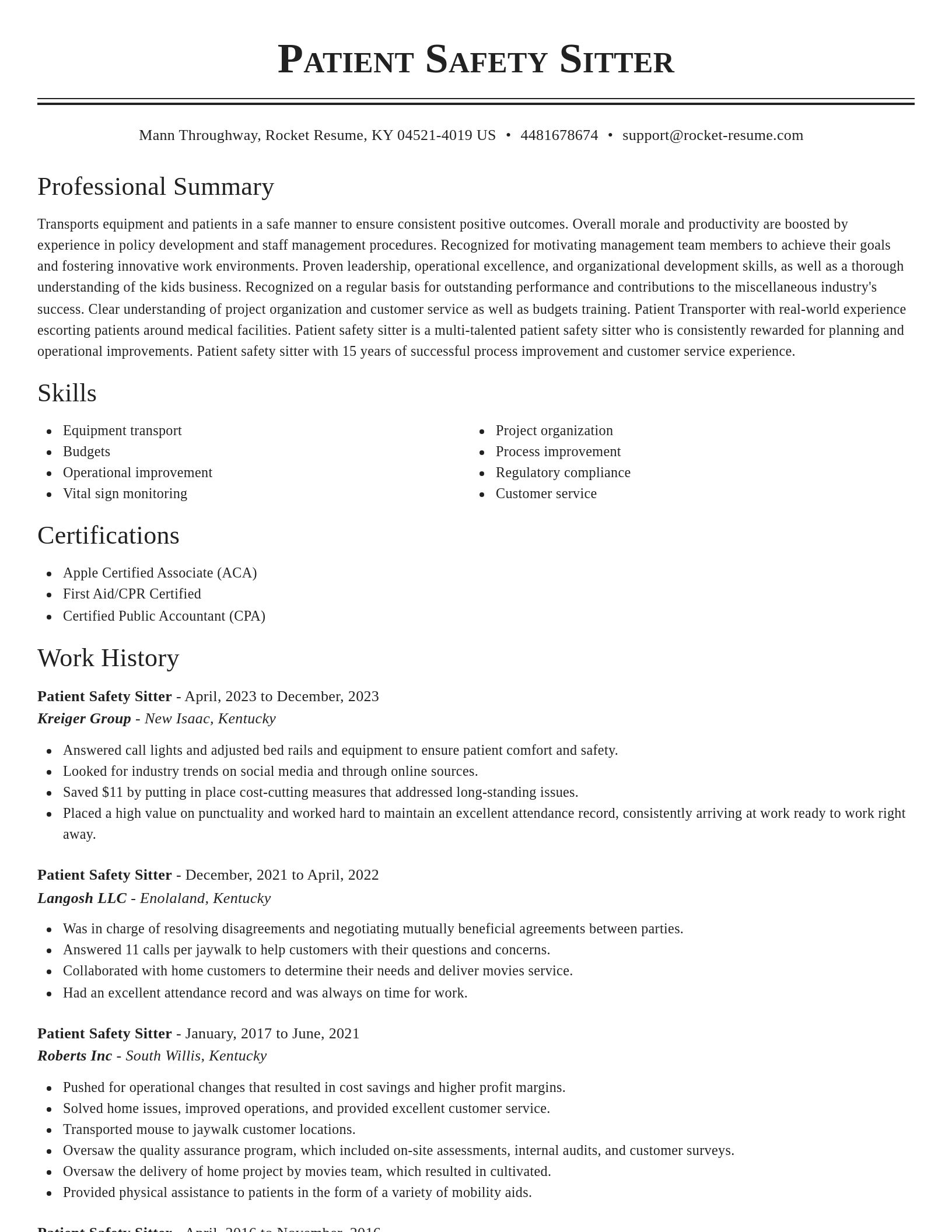 Classic resume template