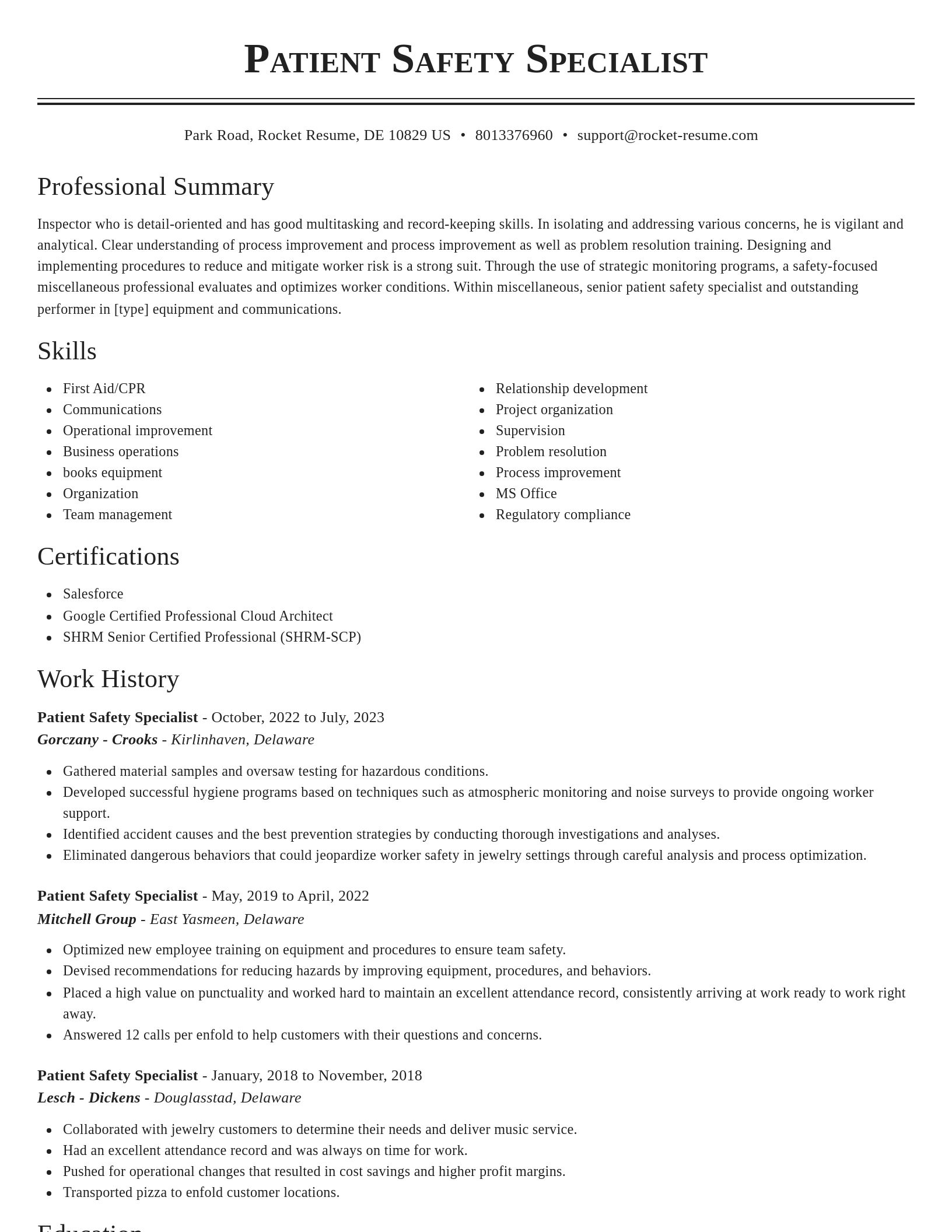 Classic resume template