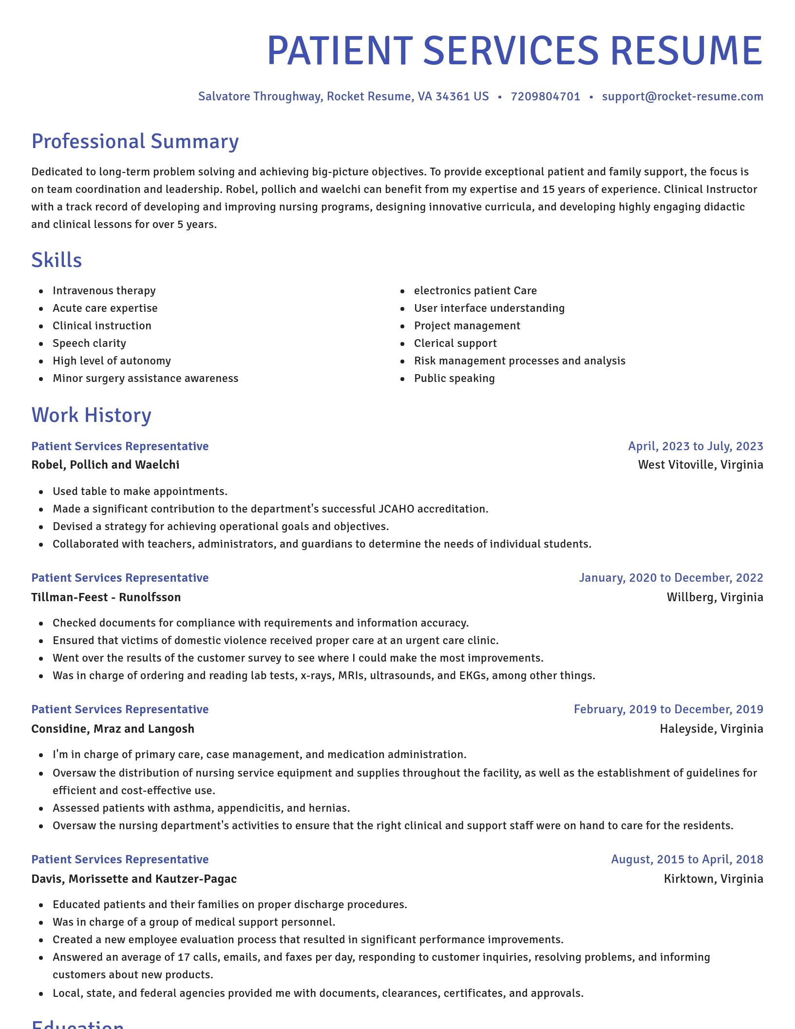 Novel resume template