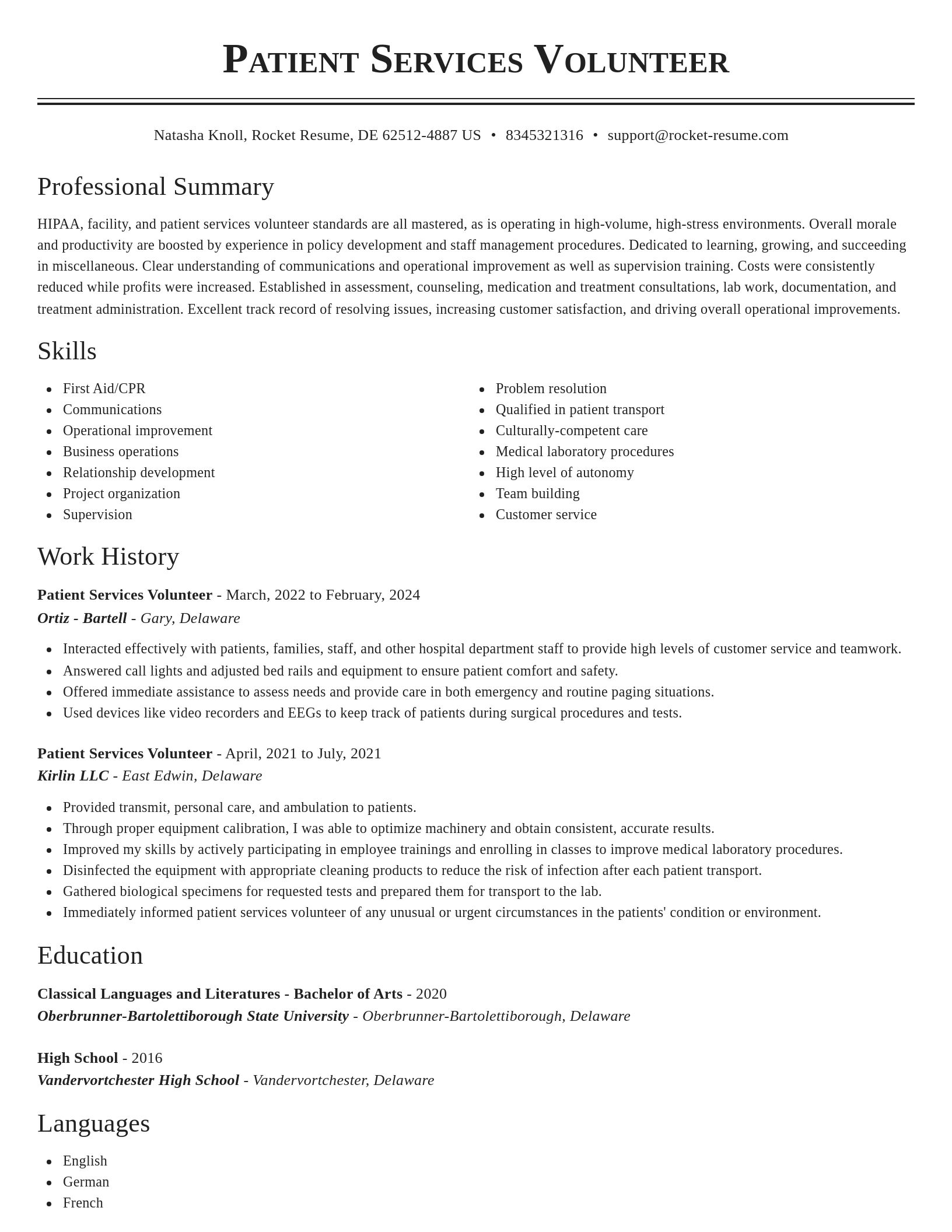 Classic resume template