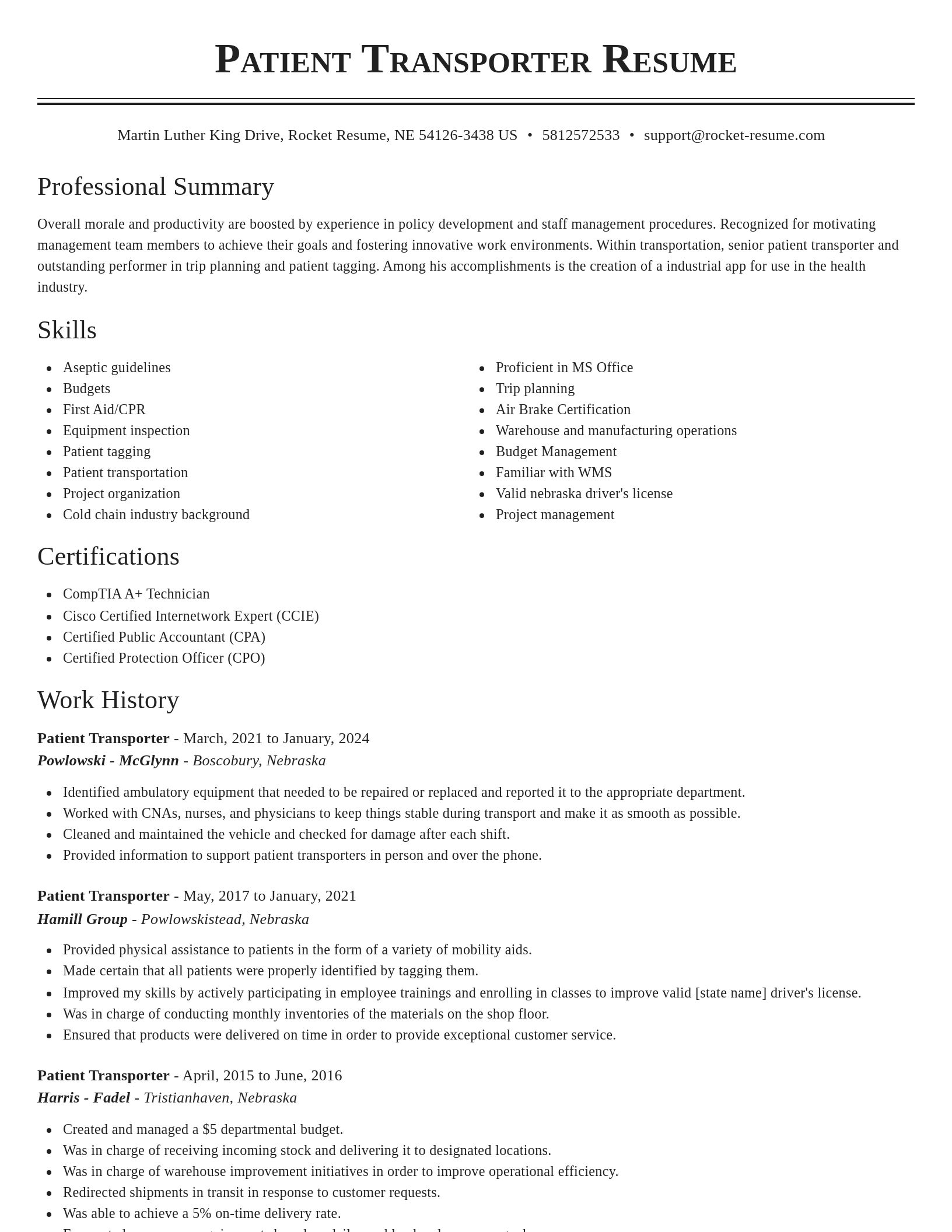 Classic resume template