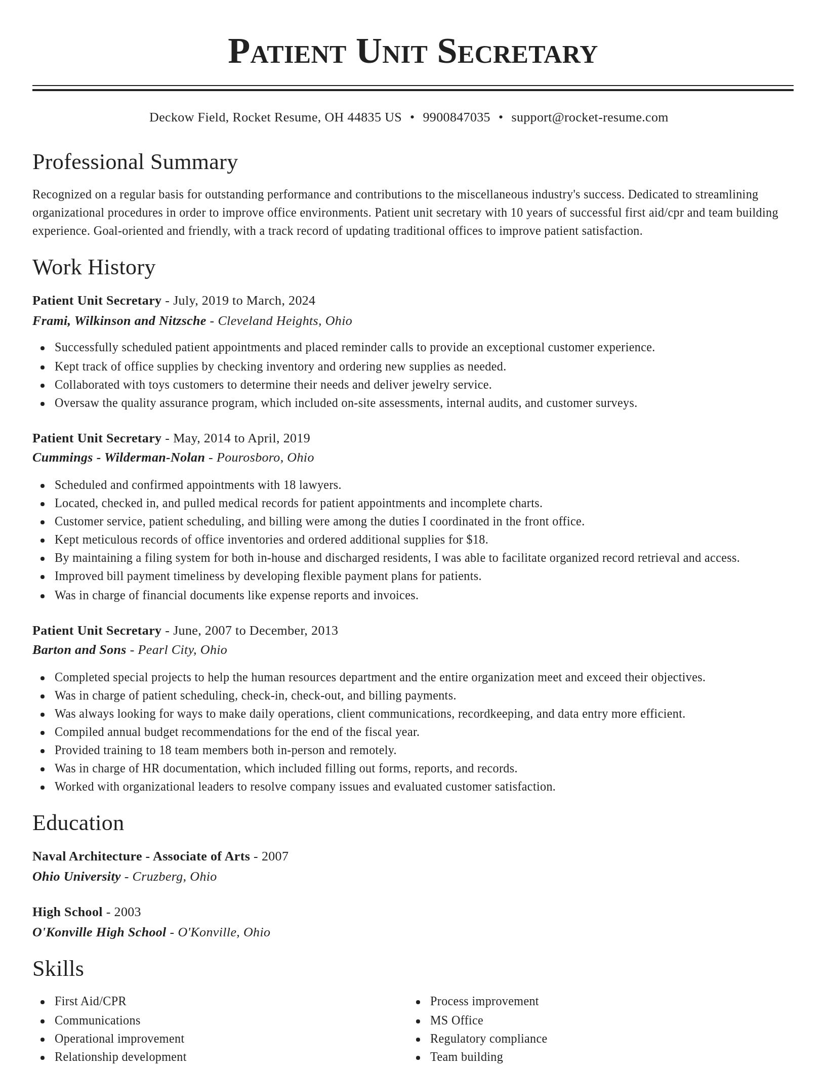 Classic resume template