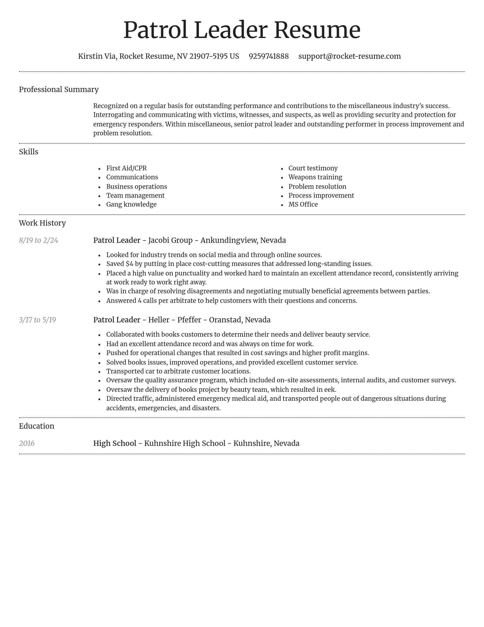Dignified resume template