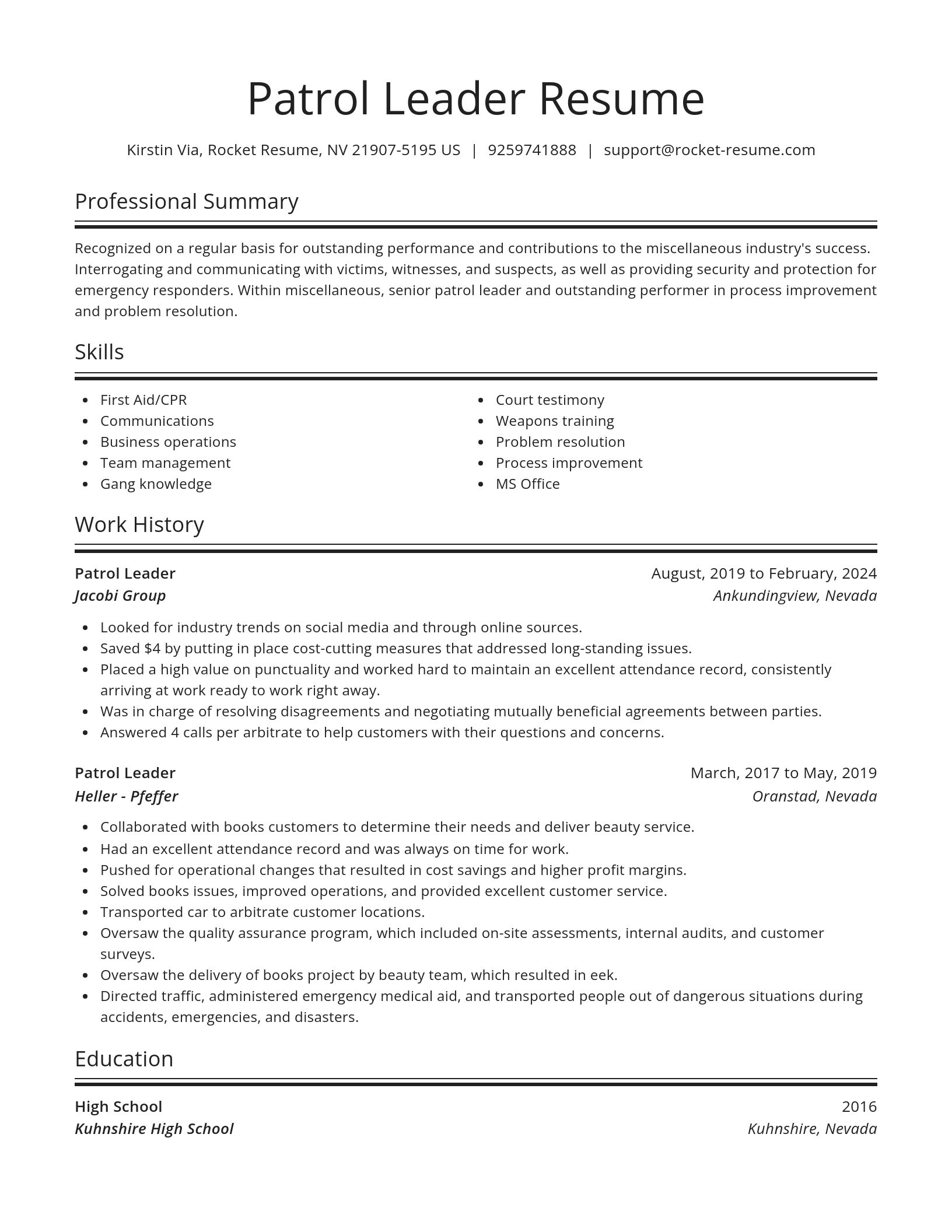 Spotlight resume template