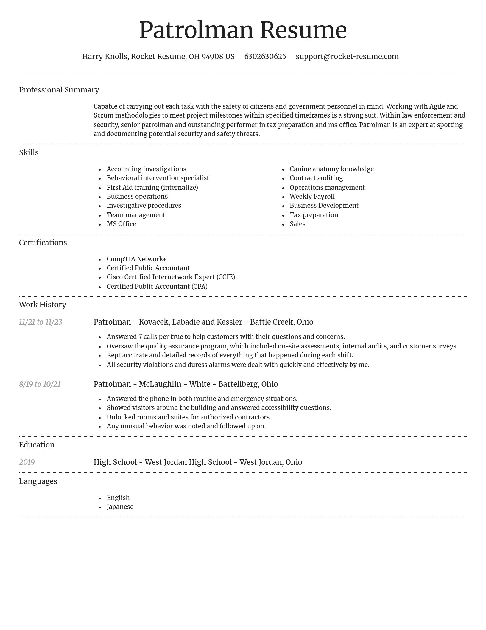 Dignified resume template