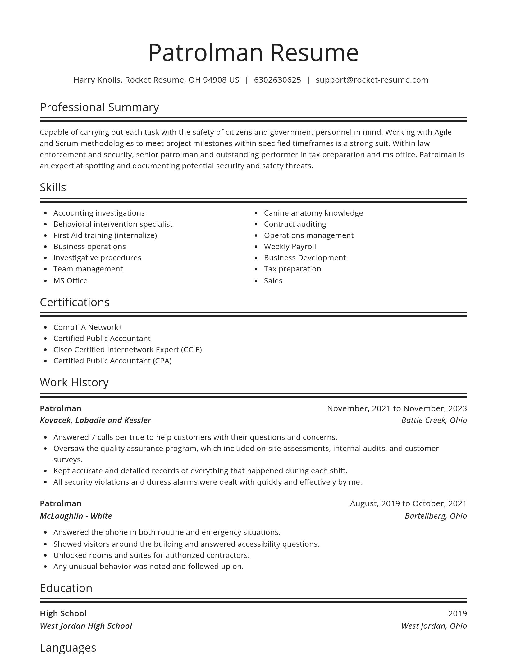Spotlight resume template