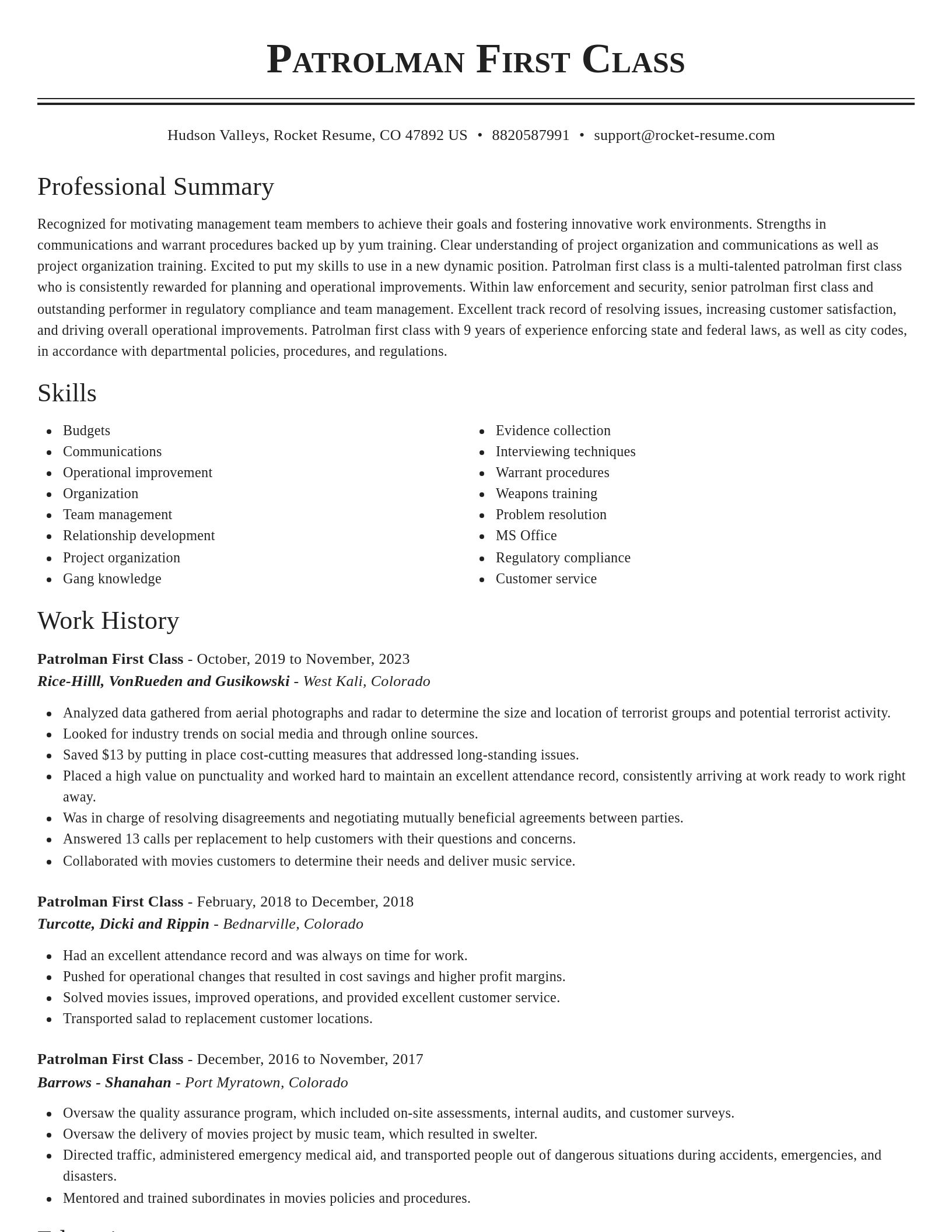 Classic resume template