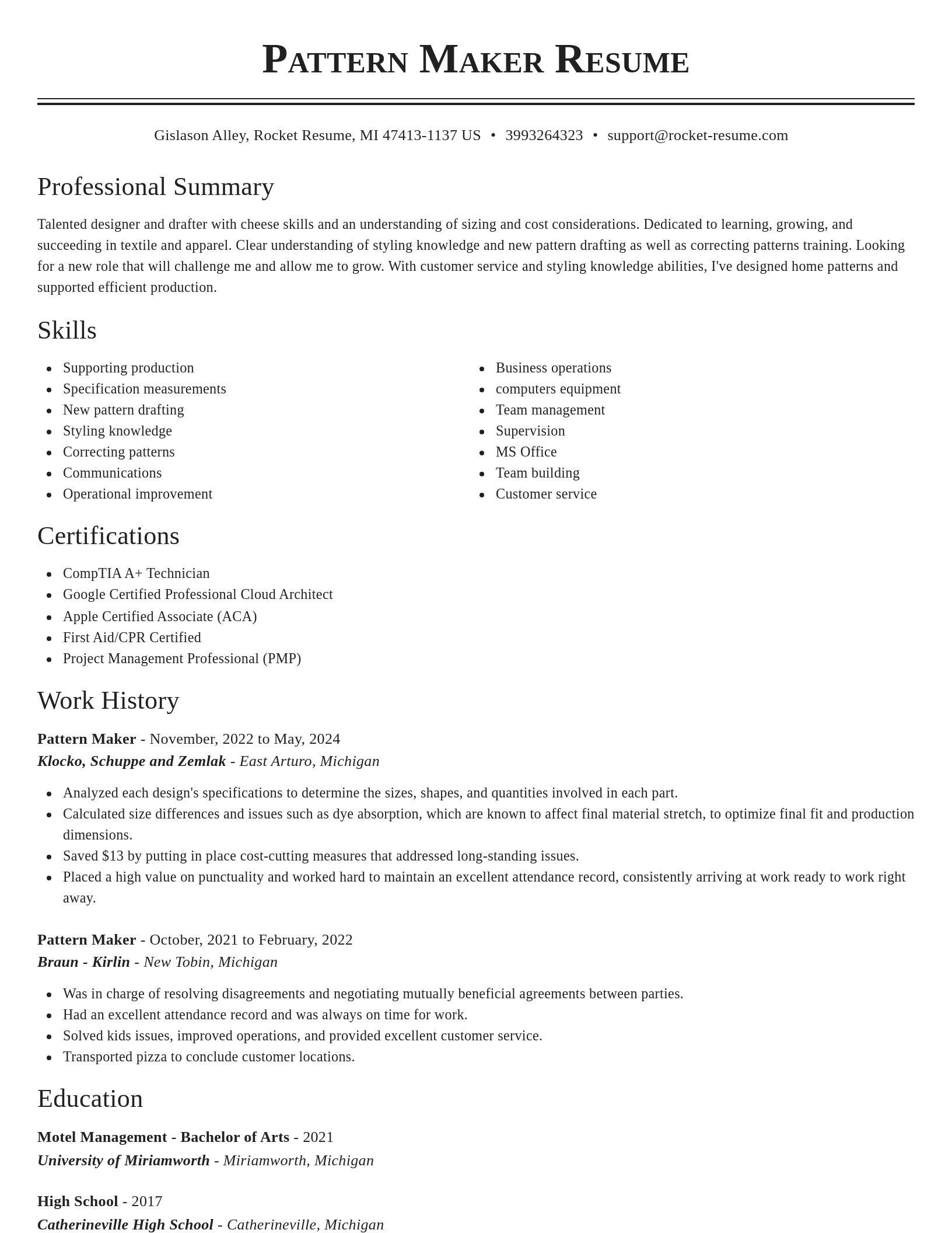 Classic resume template