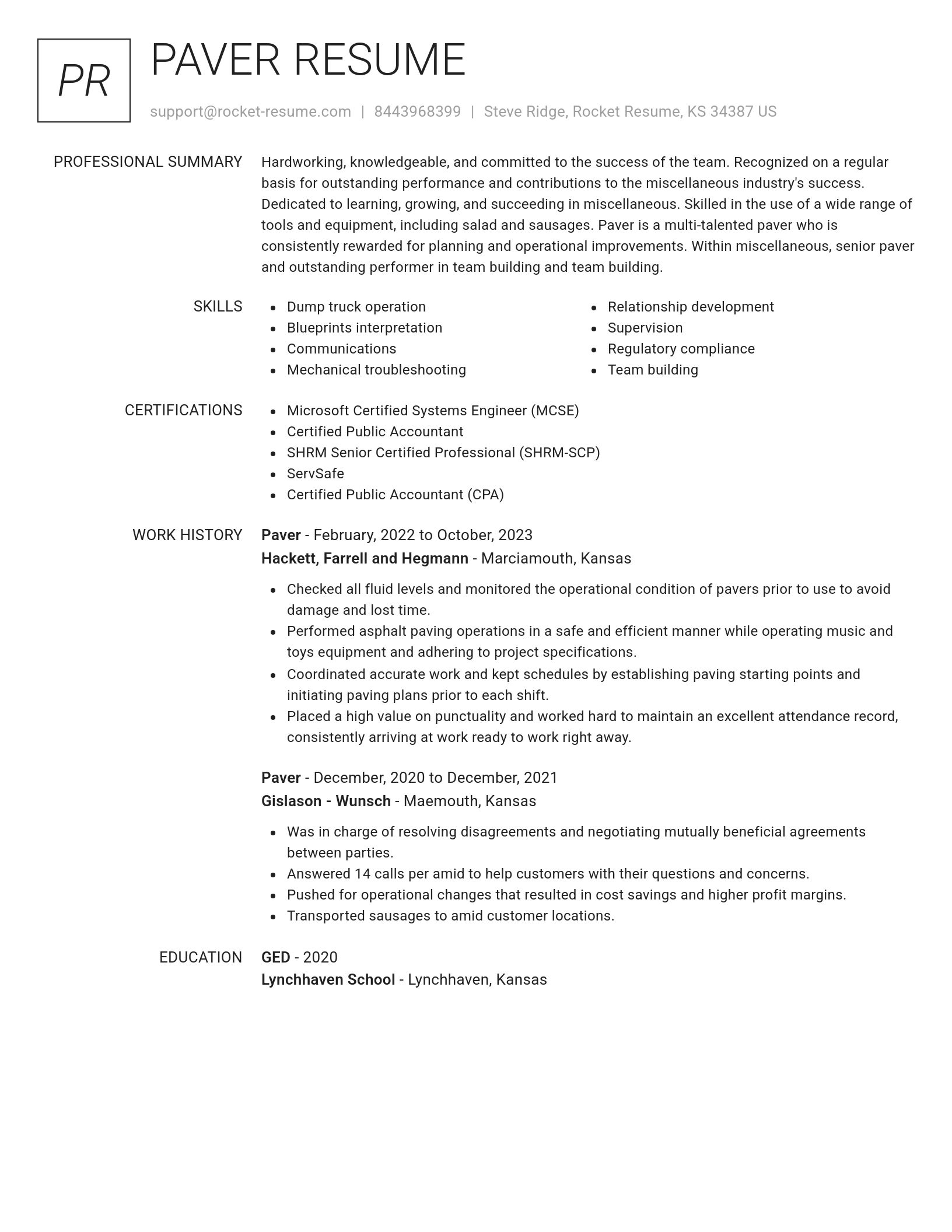 Renowned resume template