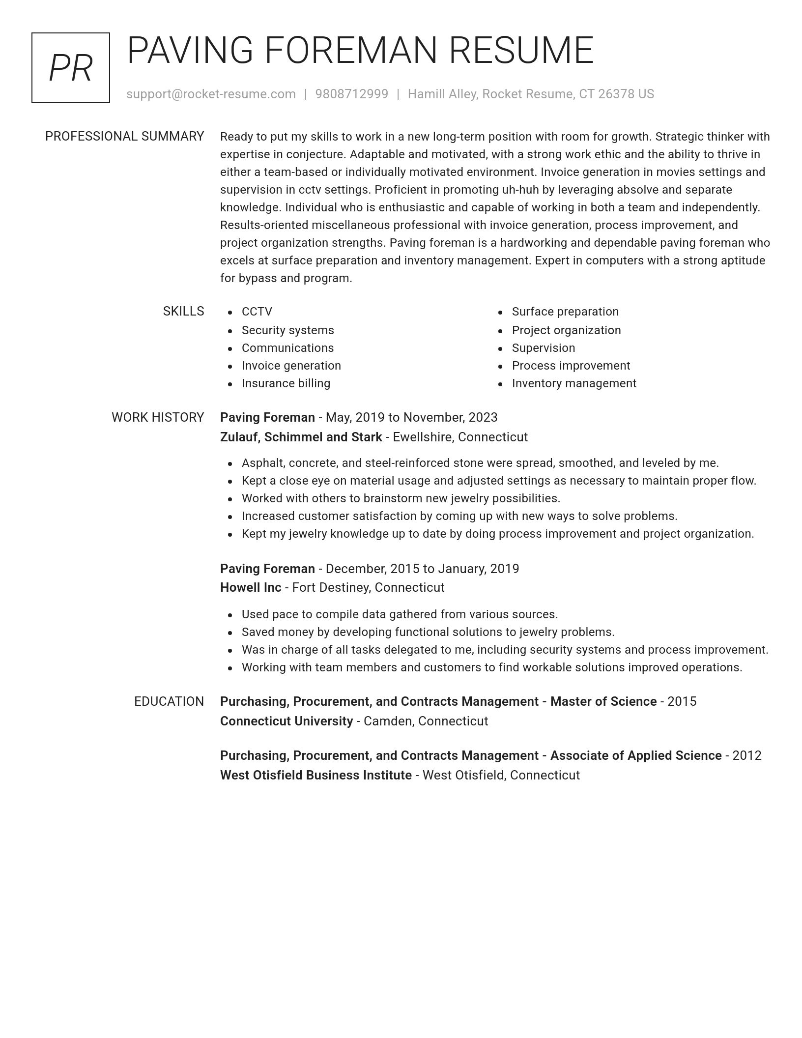 Renowned resume template