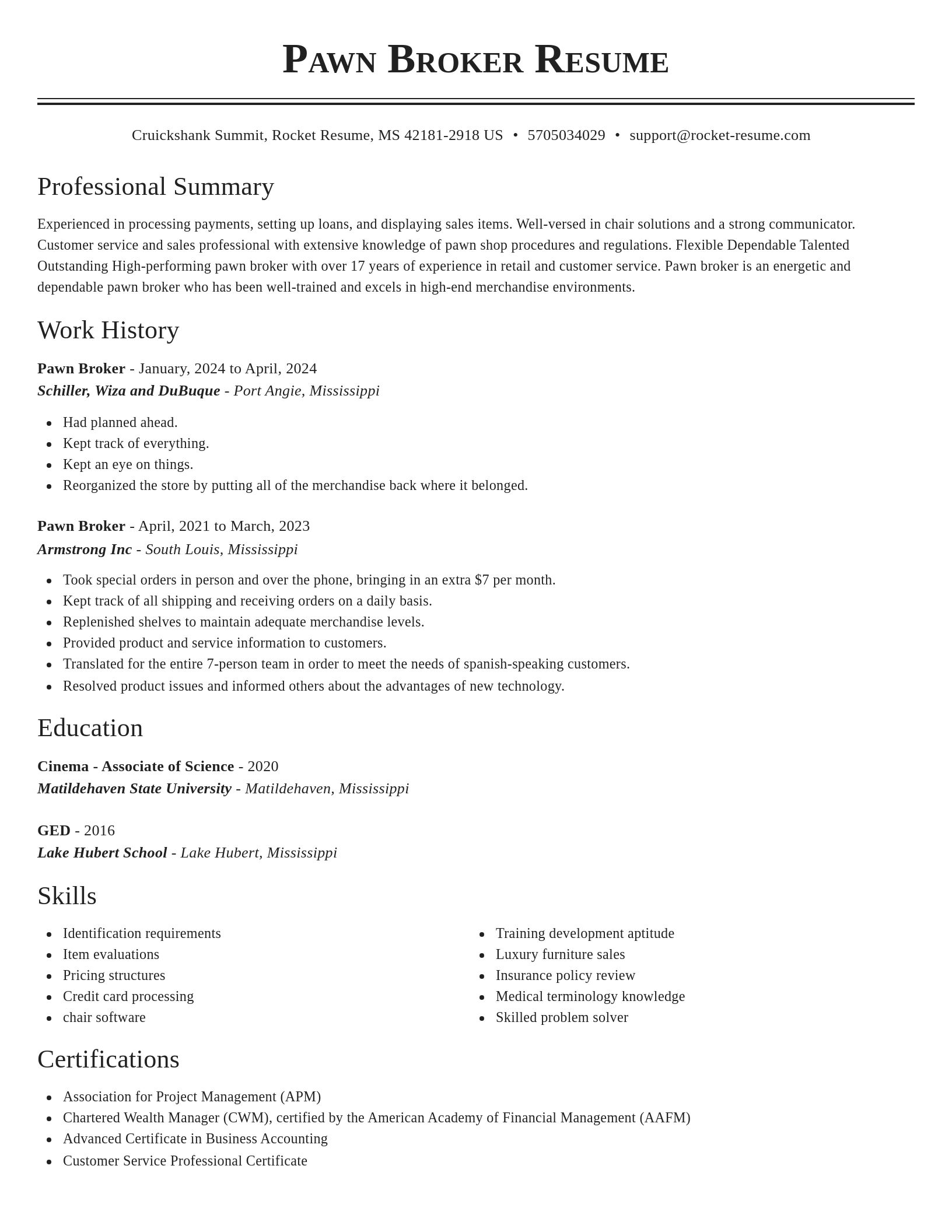 Classic resume template