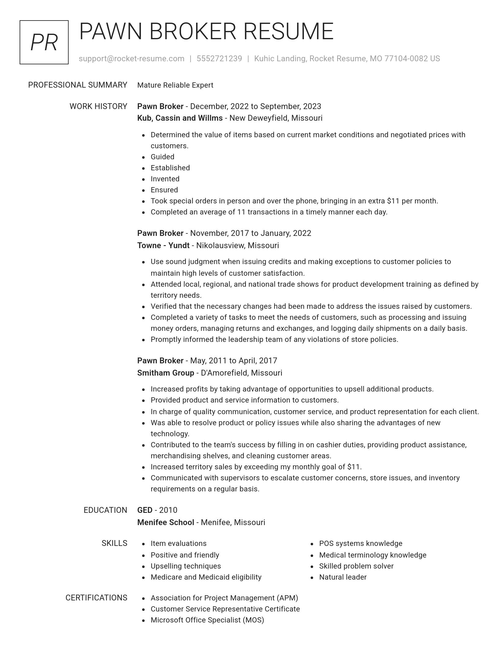 Renowned resume template