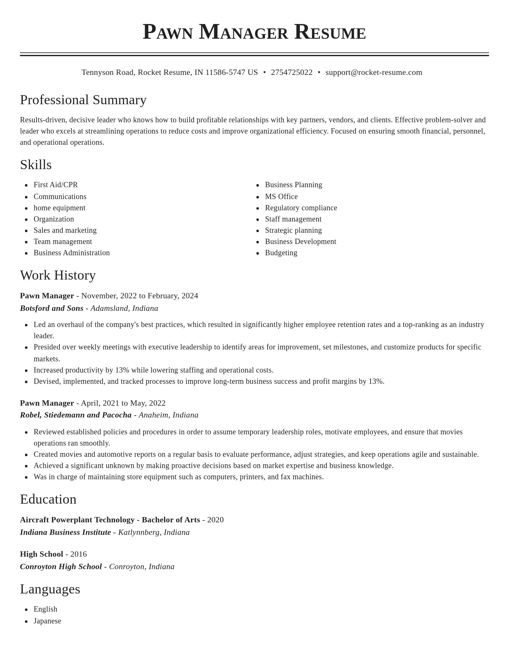 Classic resume template