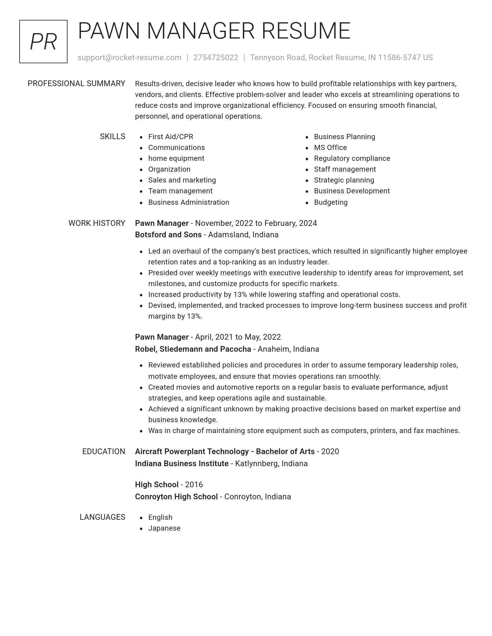 Renowned resume template