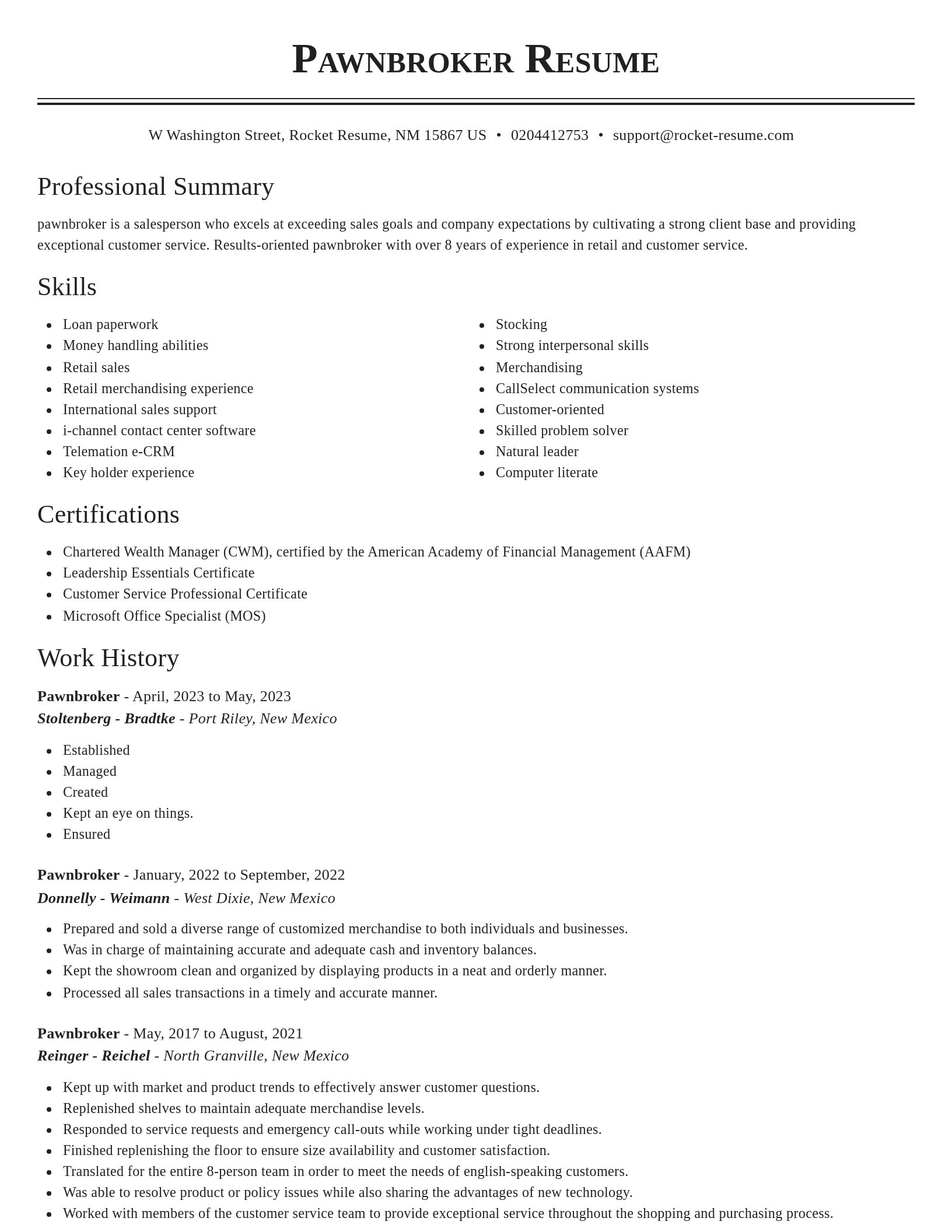 Classic resume template