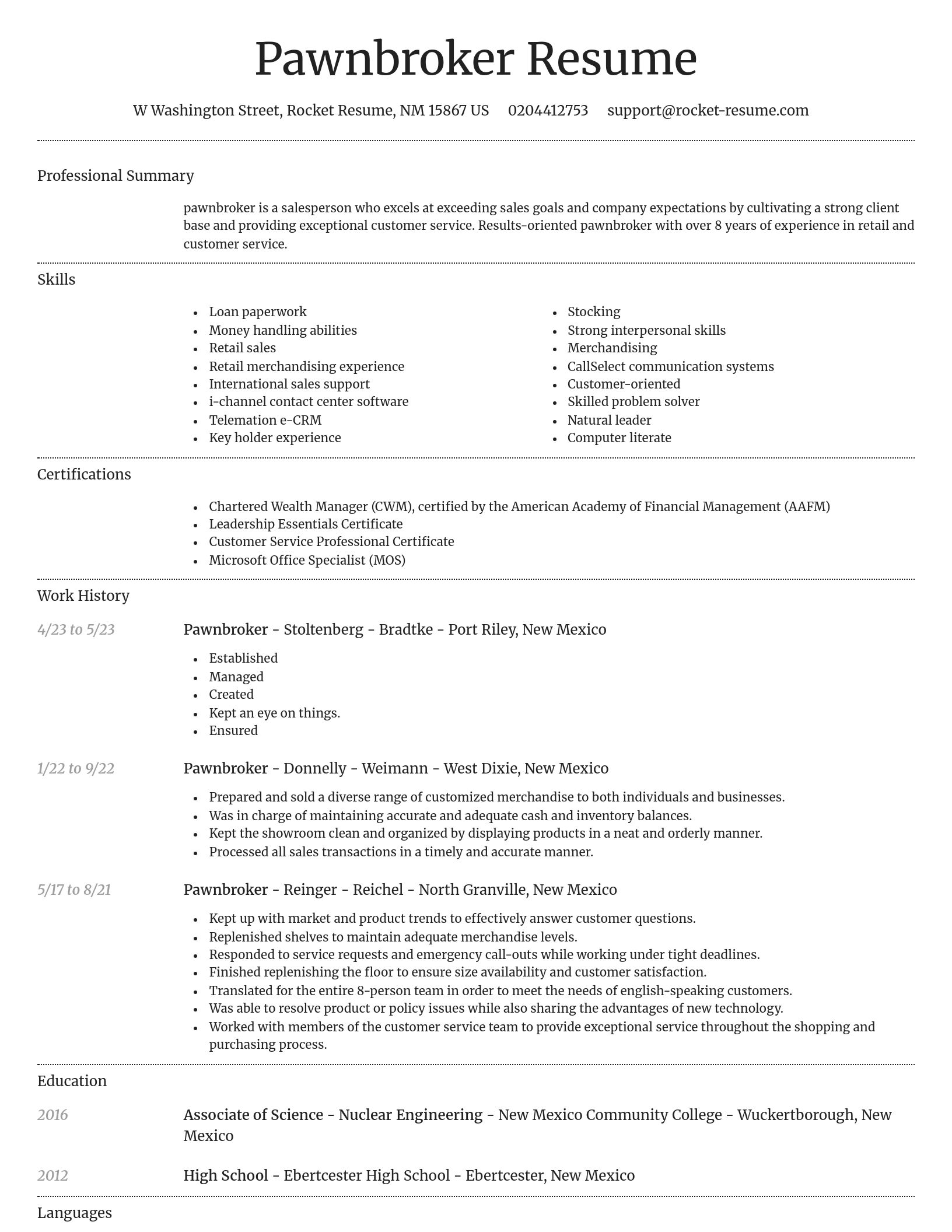 Dignified resume template