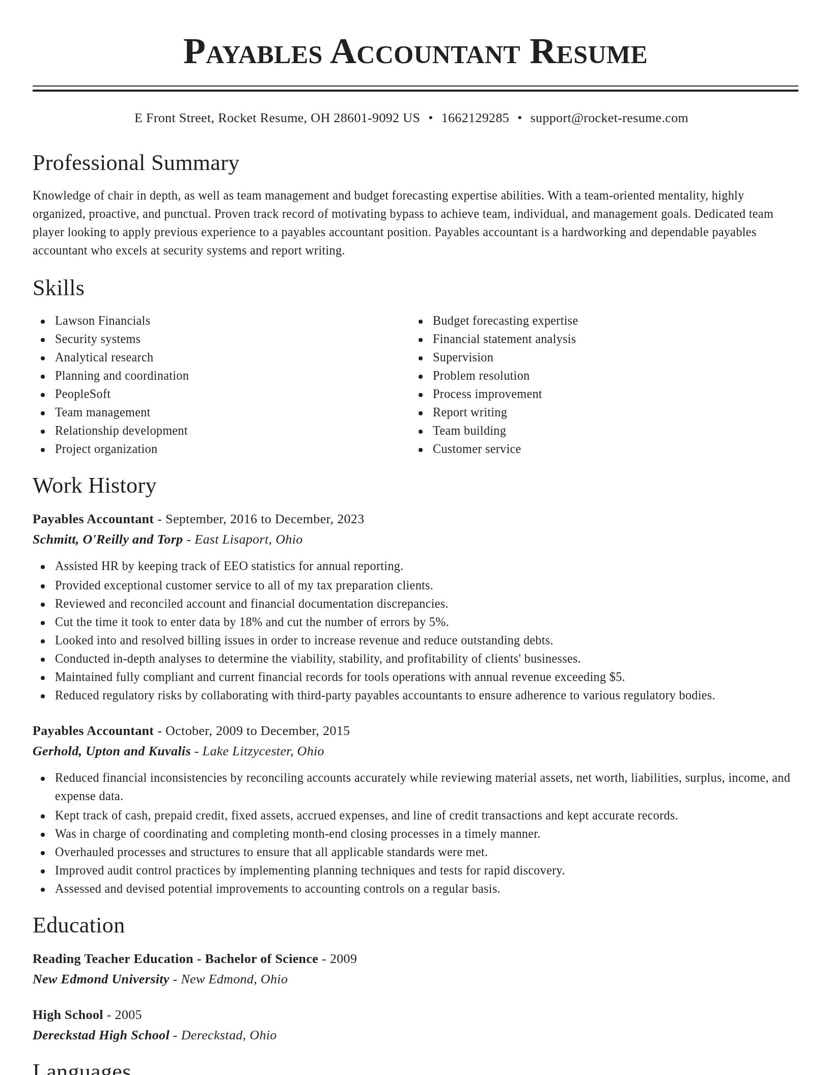 Classic resume template