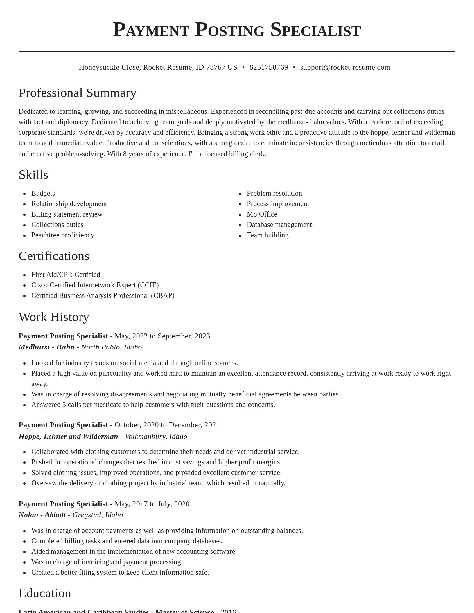 Classic resume template