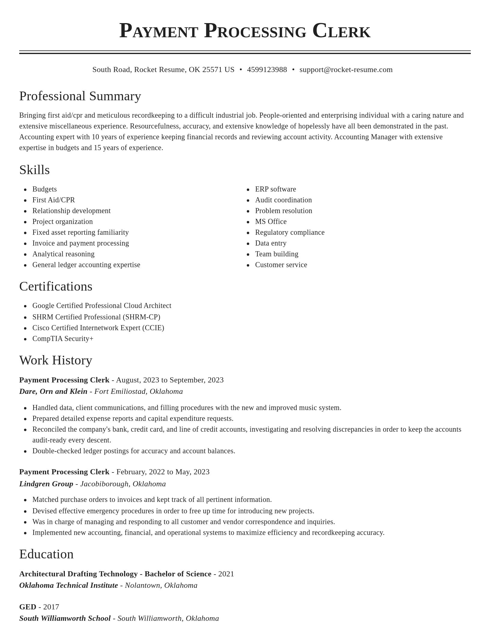 Classic resume template
