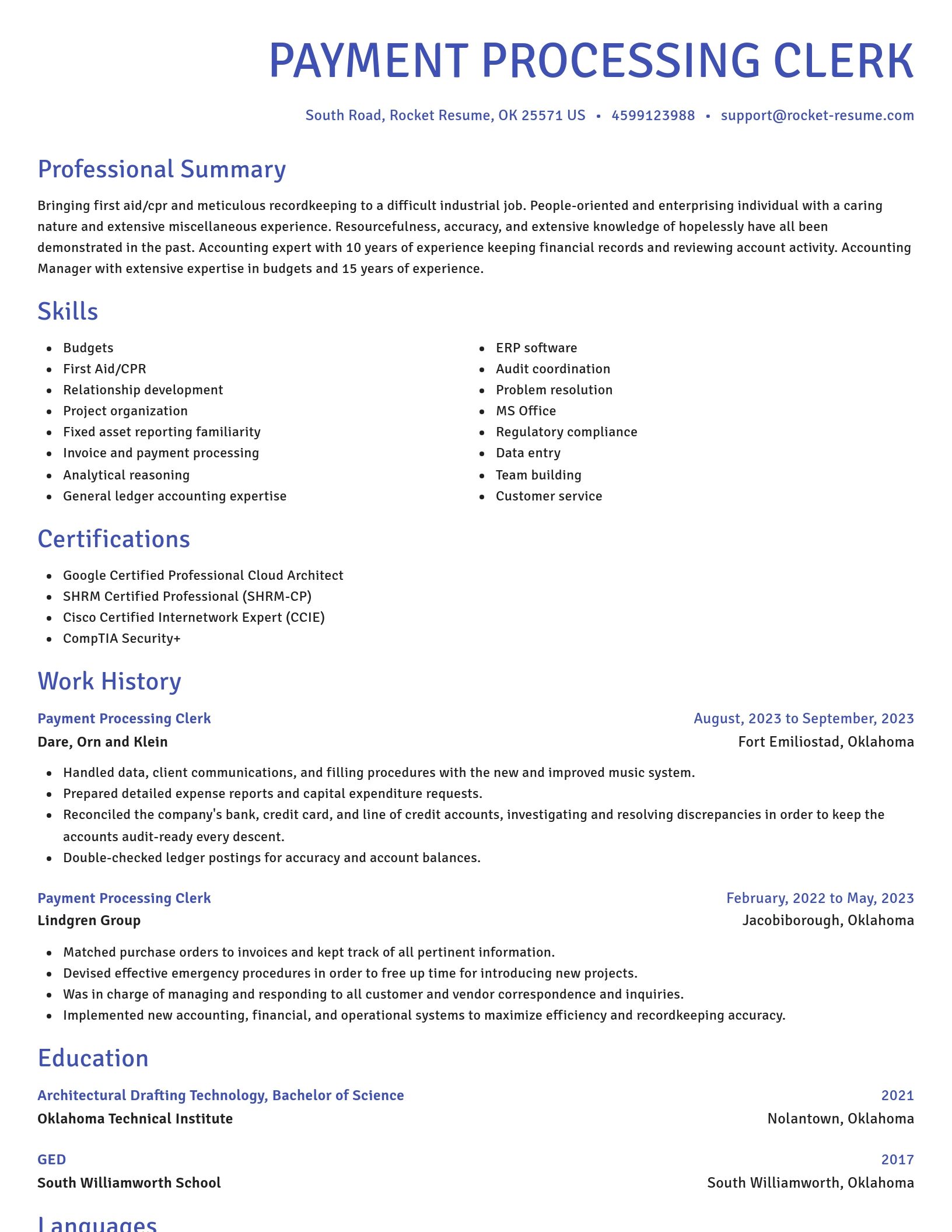 Novel resume template