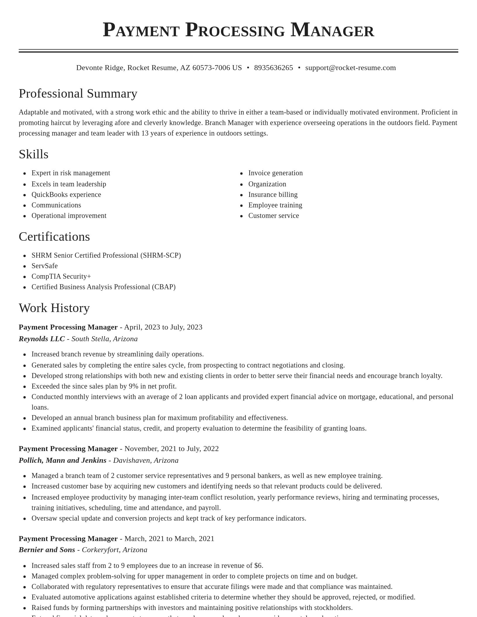 Classic resume template
