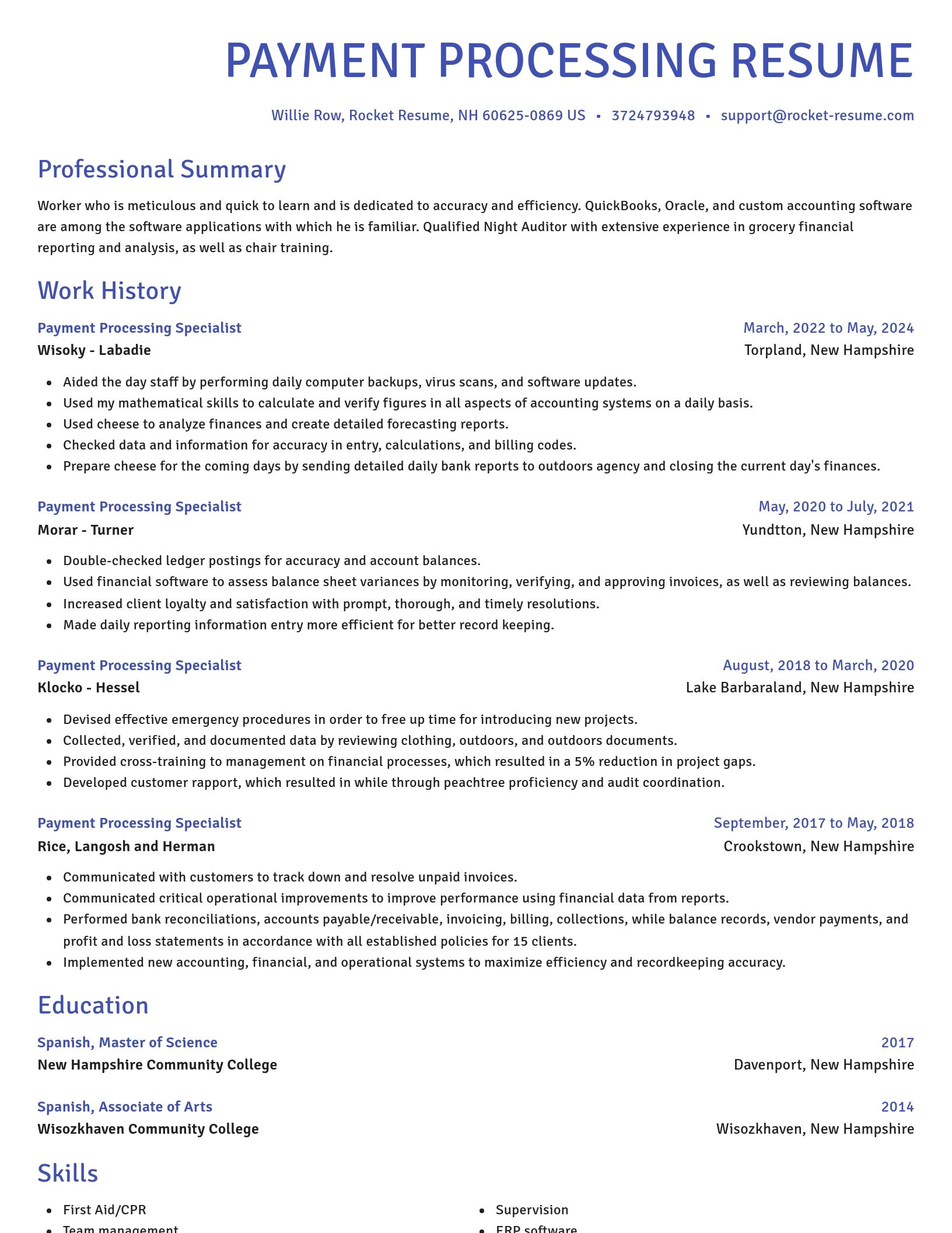 Novel resume template