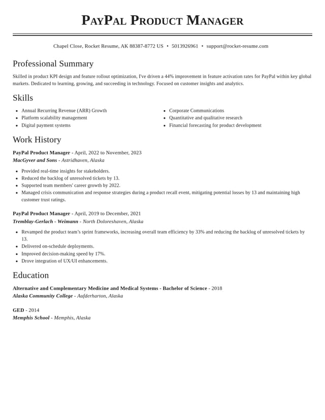 Classic resume template