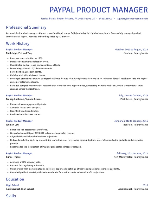Novel resume template