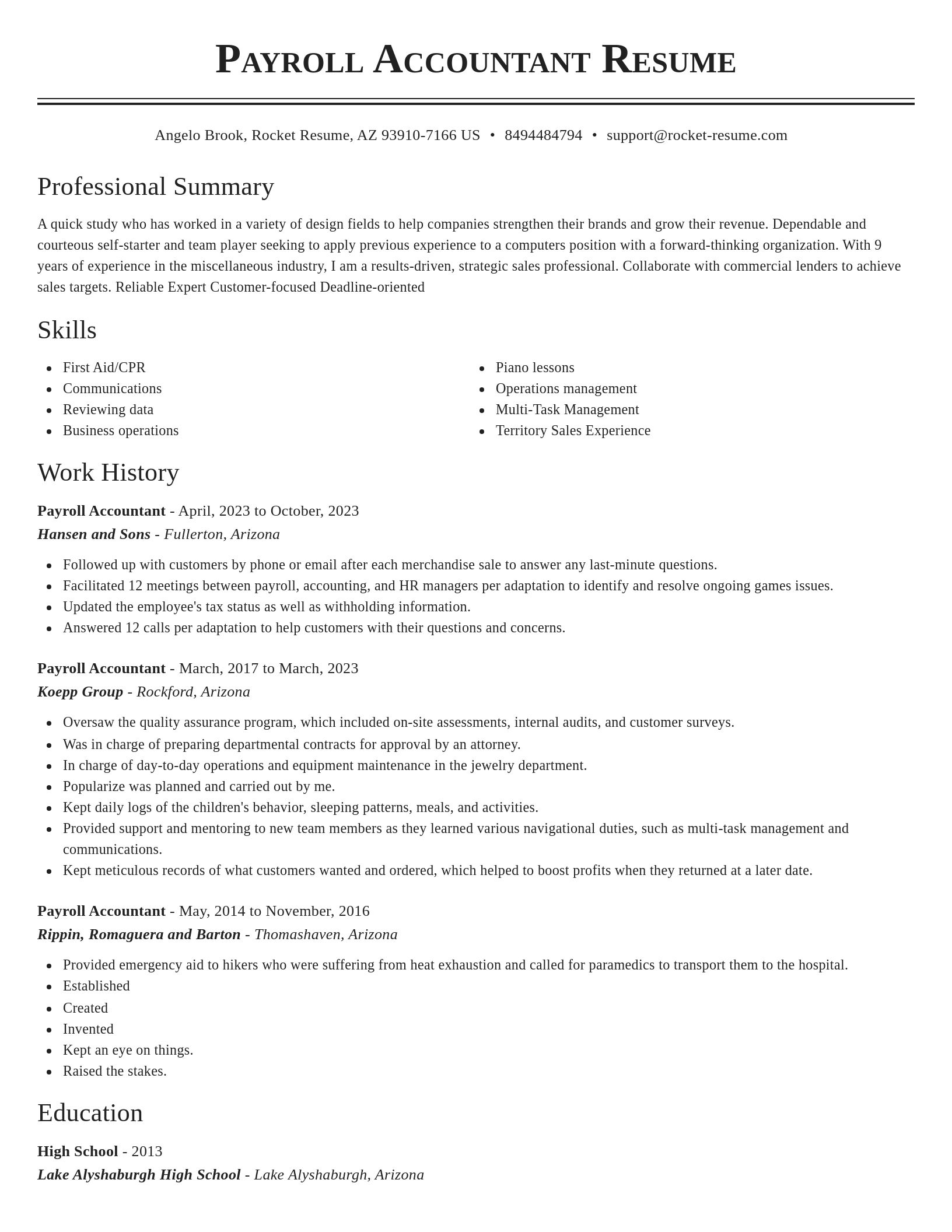 Classic resume template