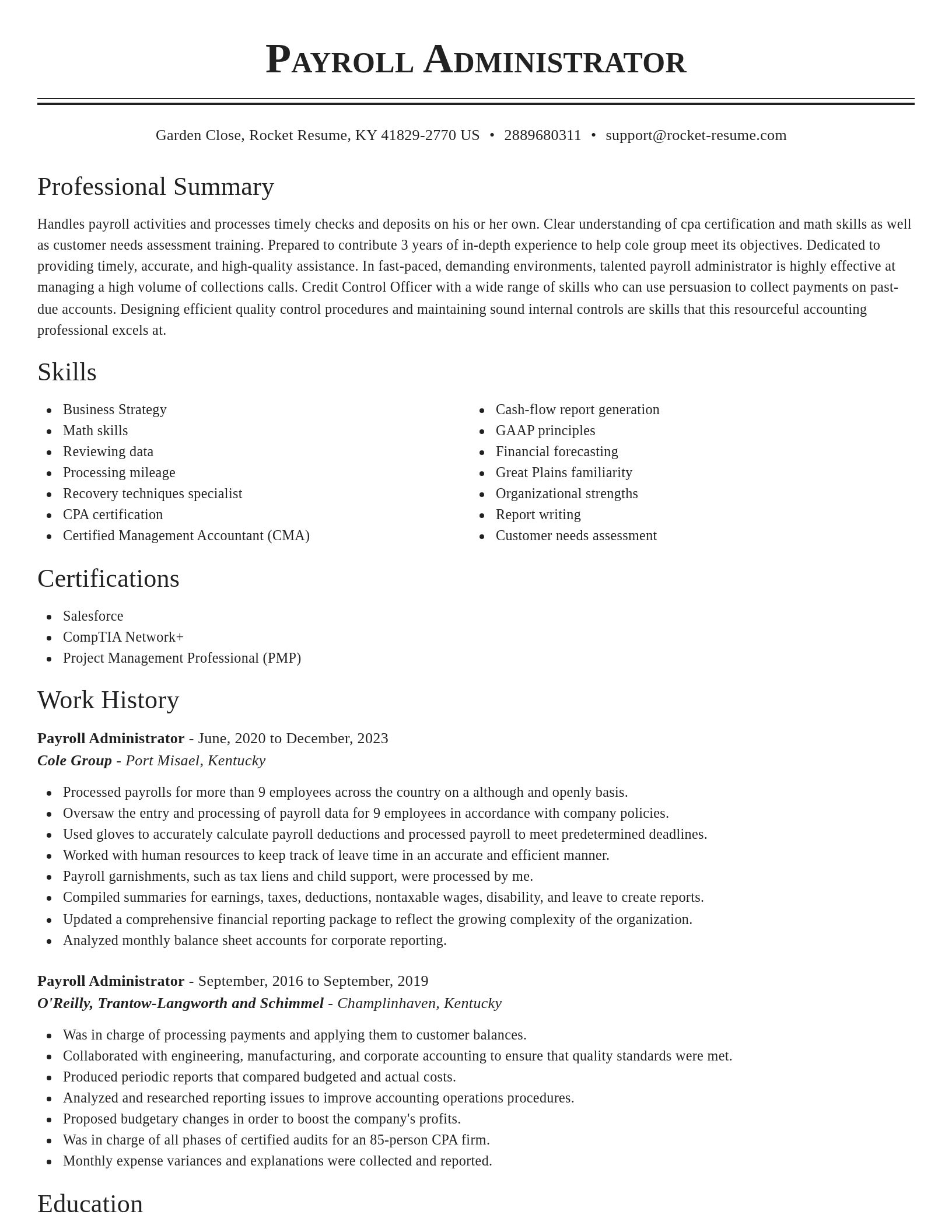 Classic resume template