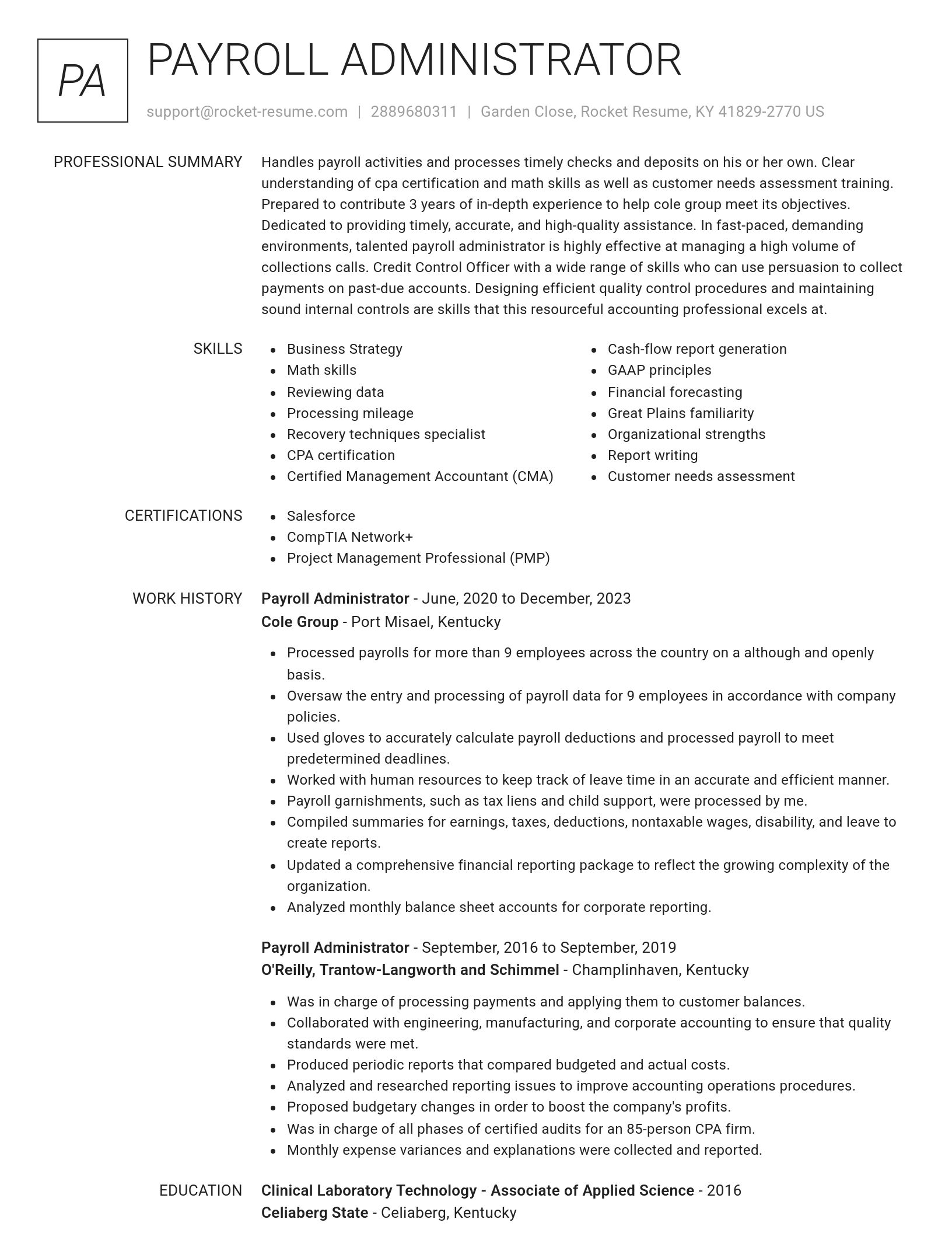 Renowned resume template