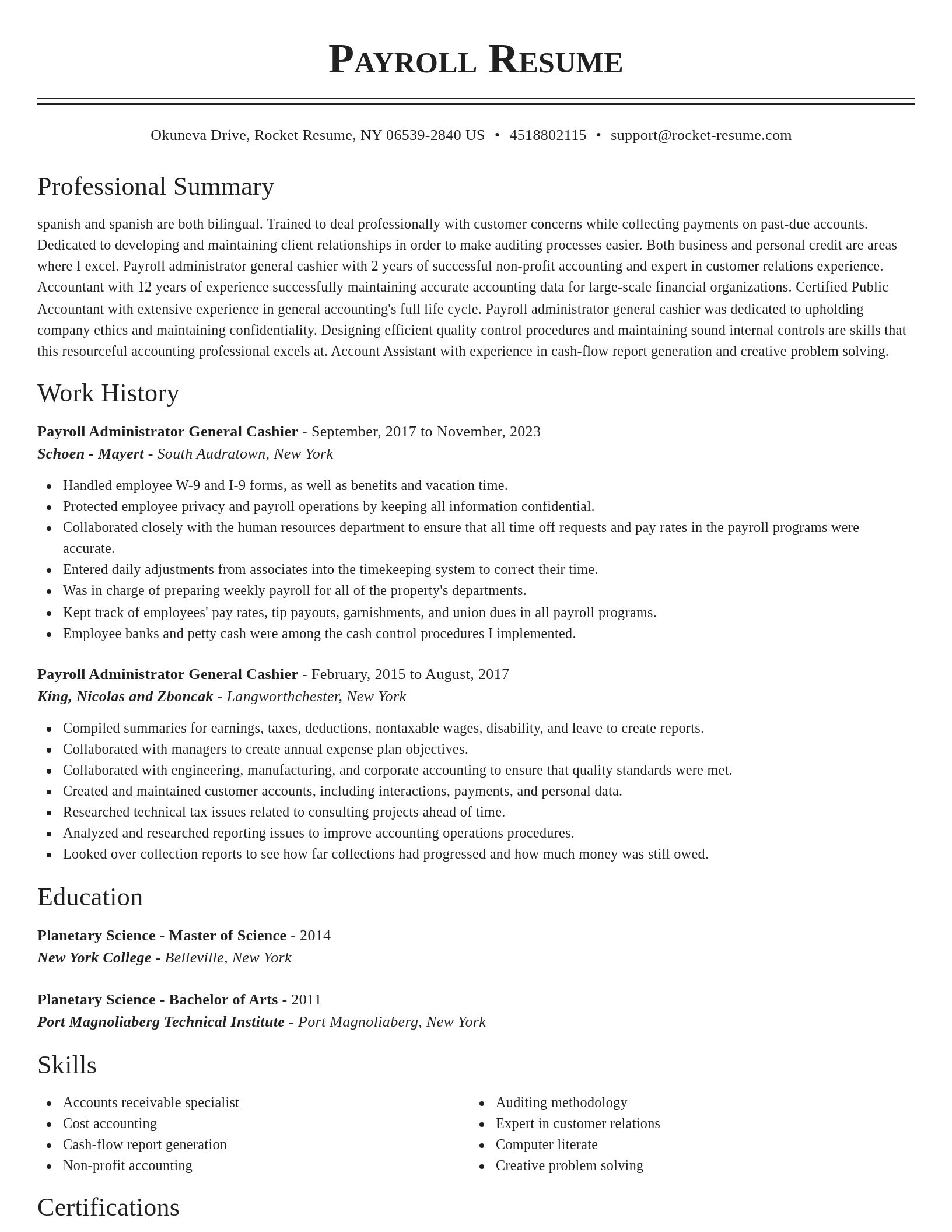 Classic resume template