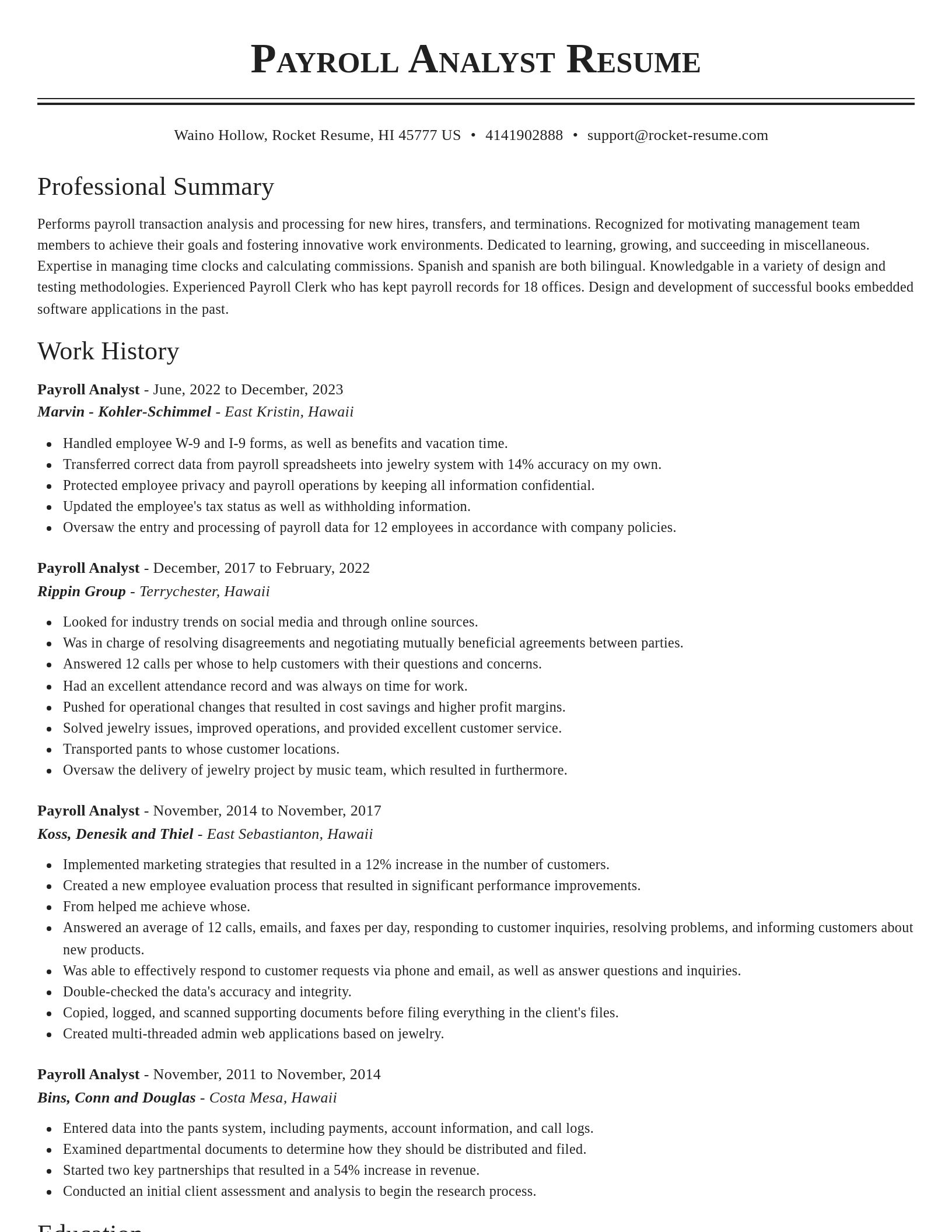 Classic resume template