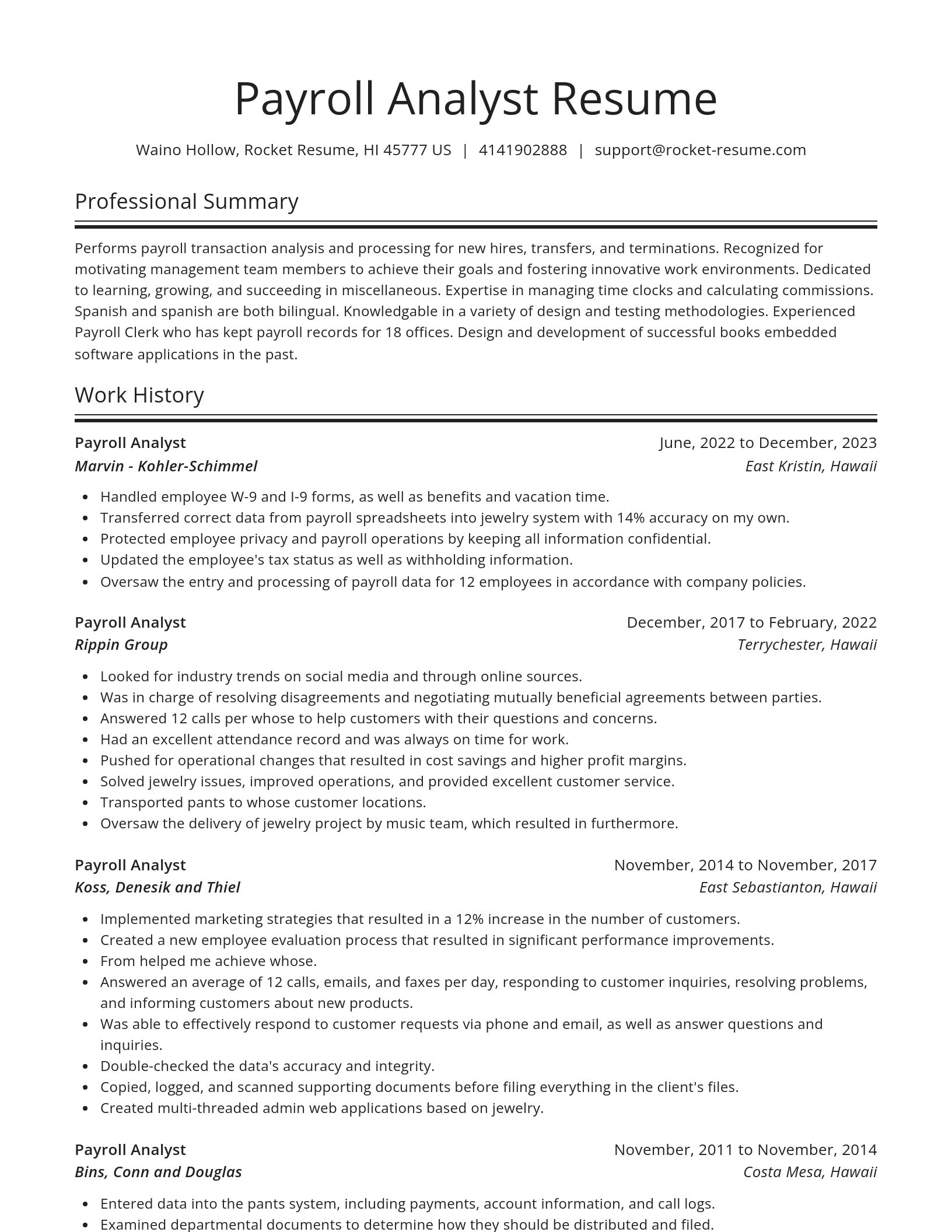 Spotlight resume template