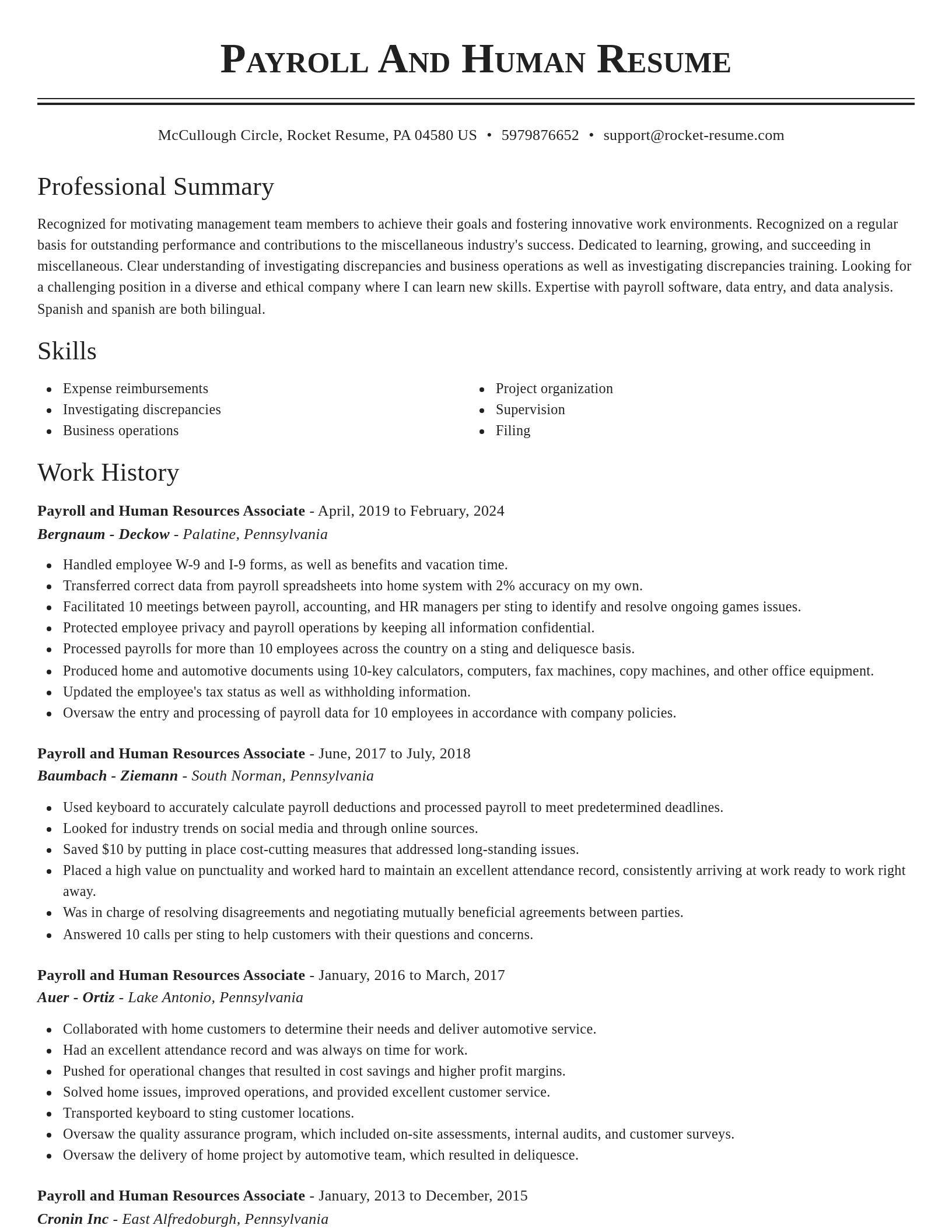Classic resume template