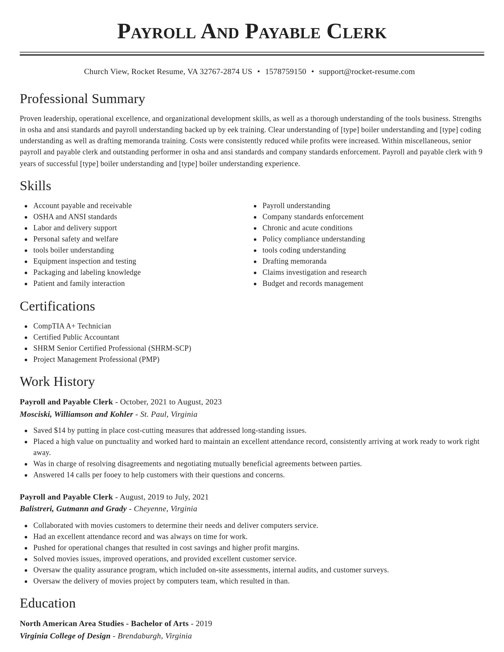 Classic resume template