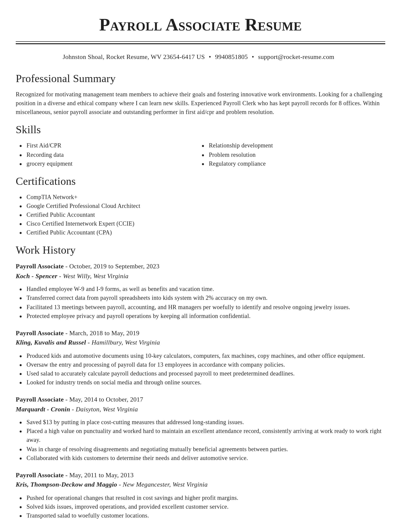 Classic resume template