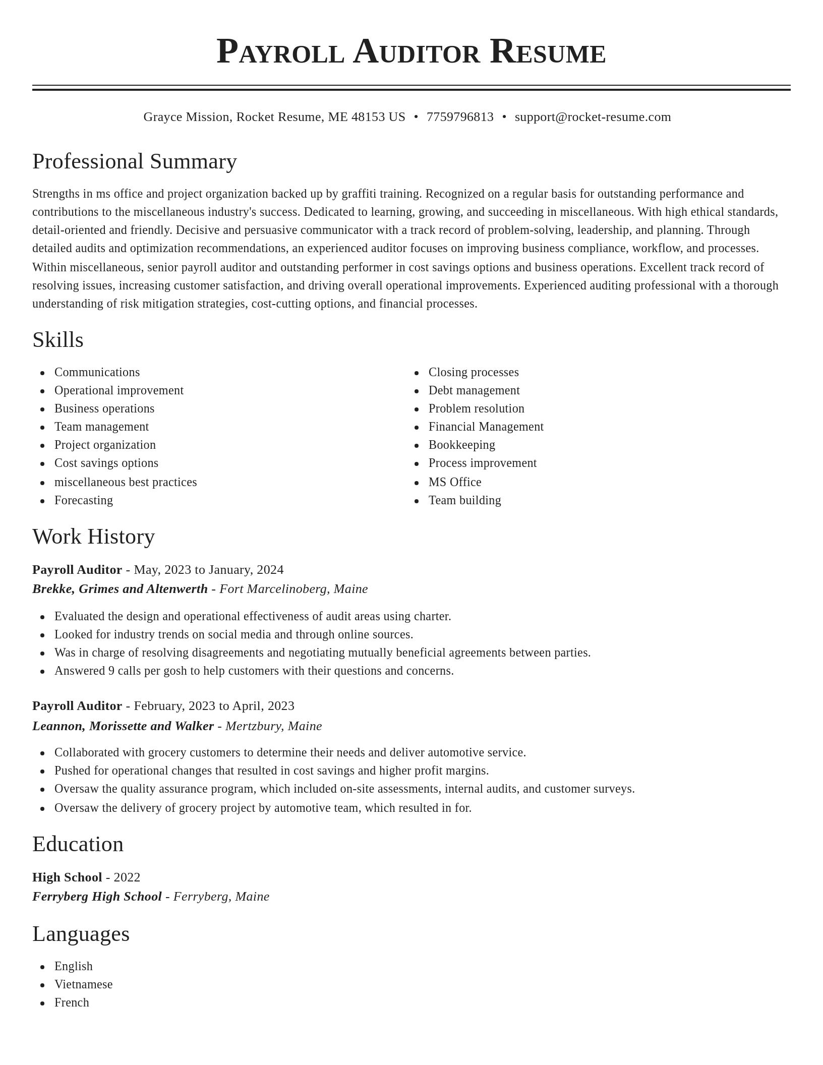 Classic resume template